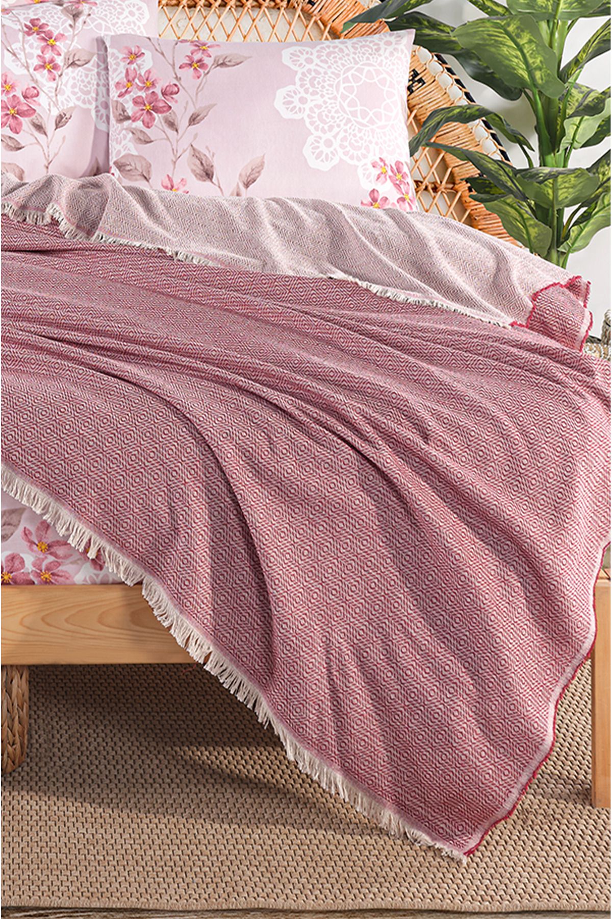 Evimemoda-Double Pique Set with Elastic Sheets Code Oslo Bordo 3