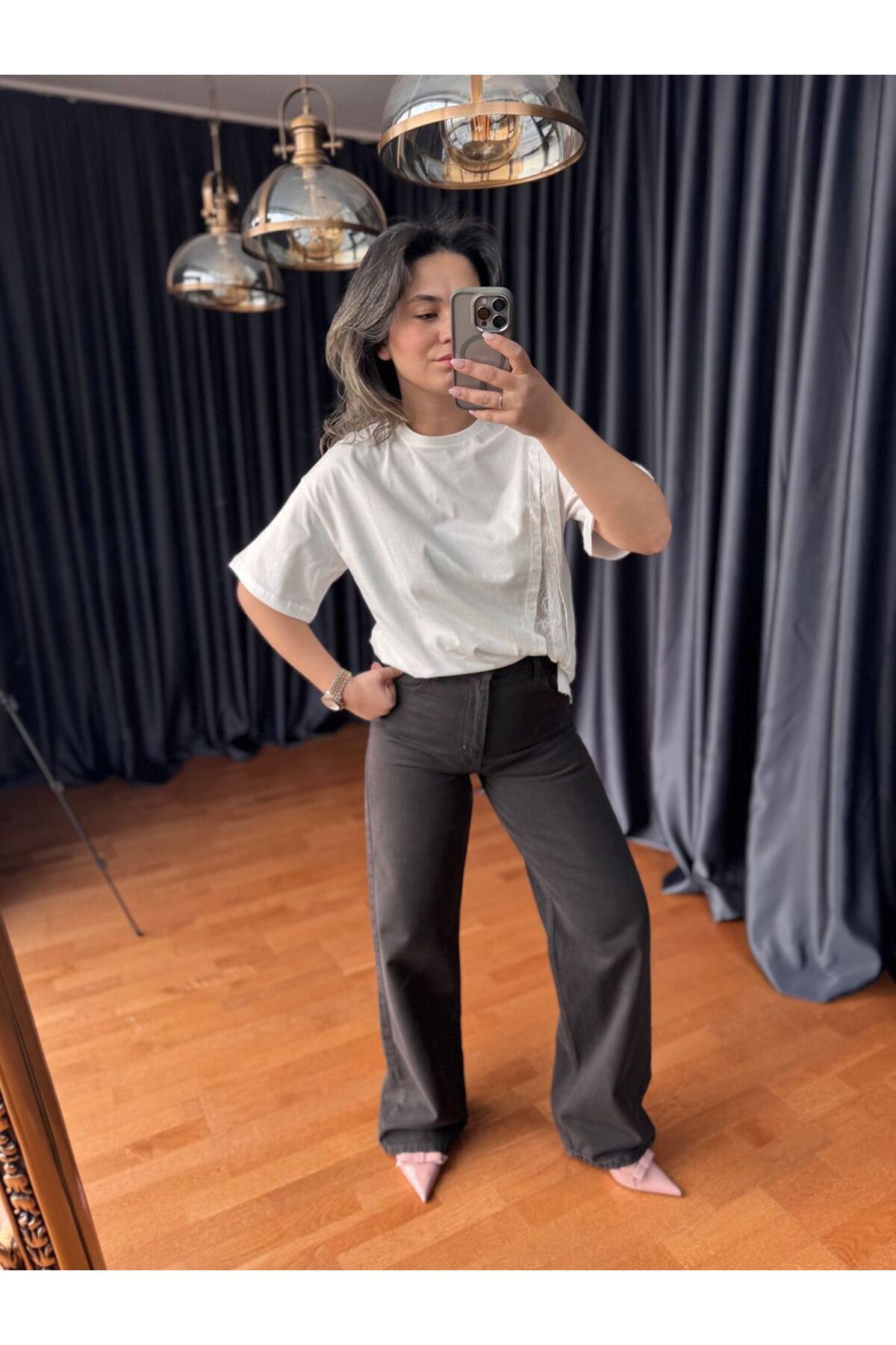 BÜŞRA PERKER Wide Leg Kahve Straight Pantolon