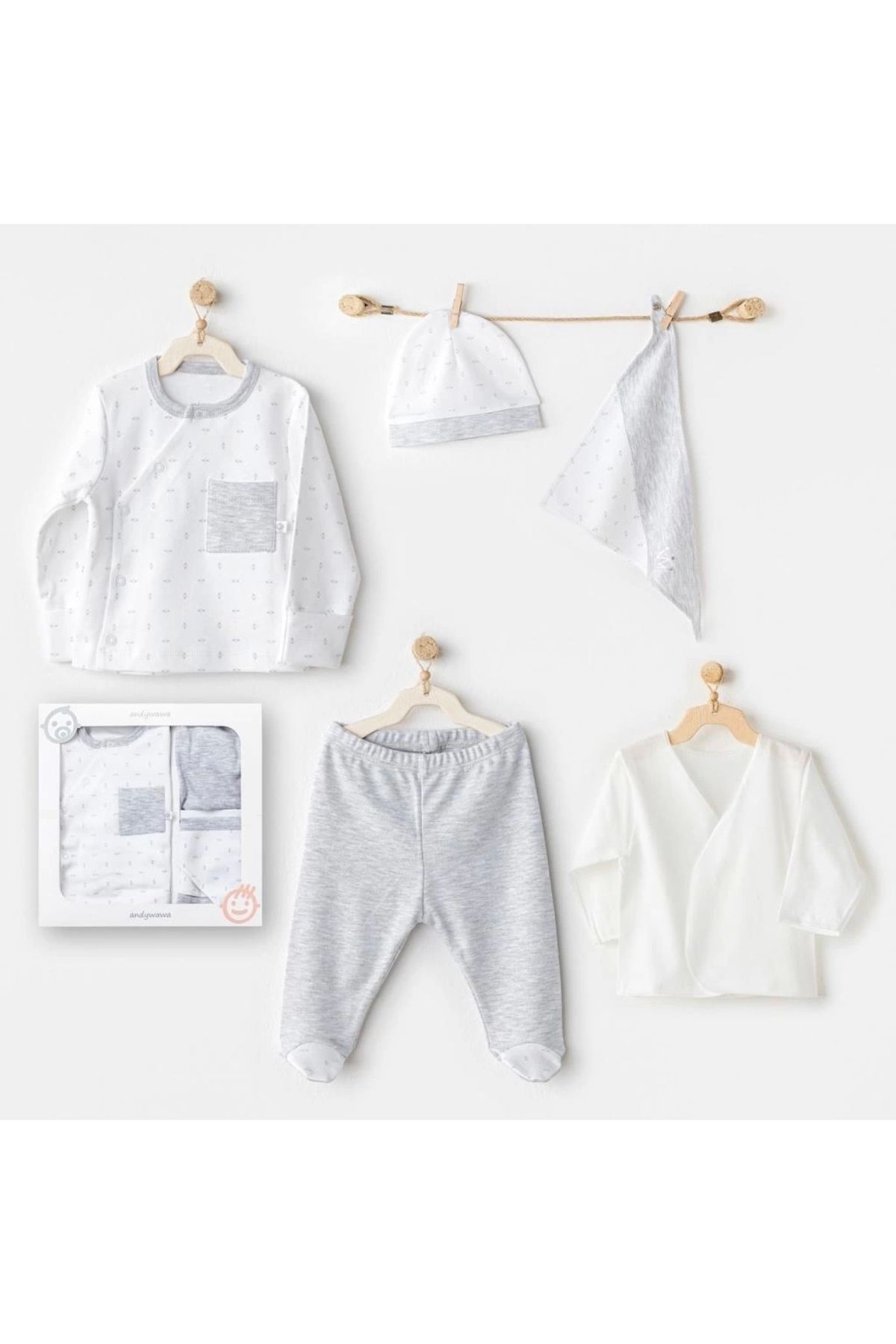 Nemere AC24720 Newborn Wawa Boys 5'Li Hastane Çıkış Seti White