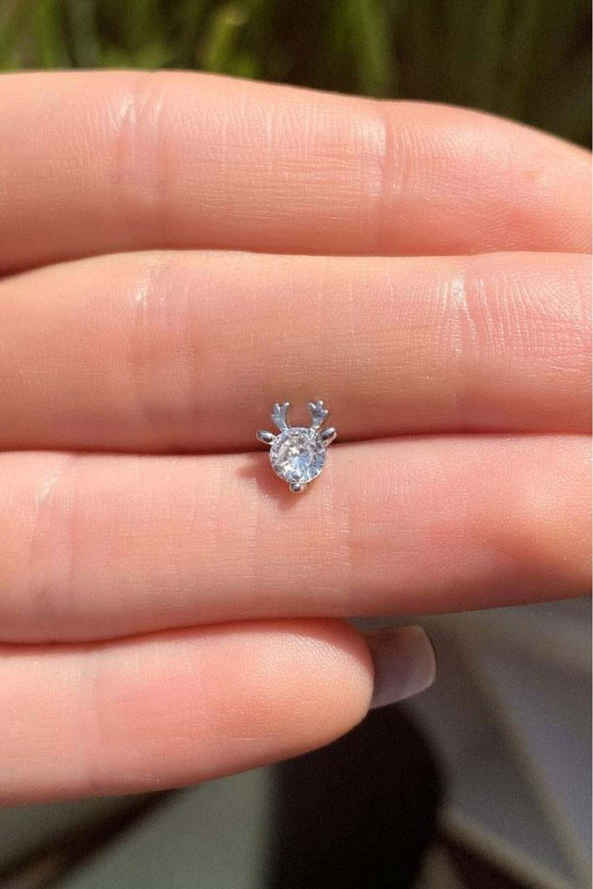 Spossy Silver Jewelry Geyik Piercing Küpe