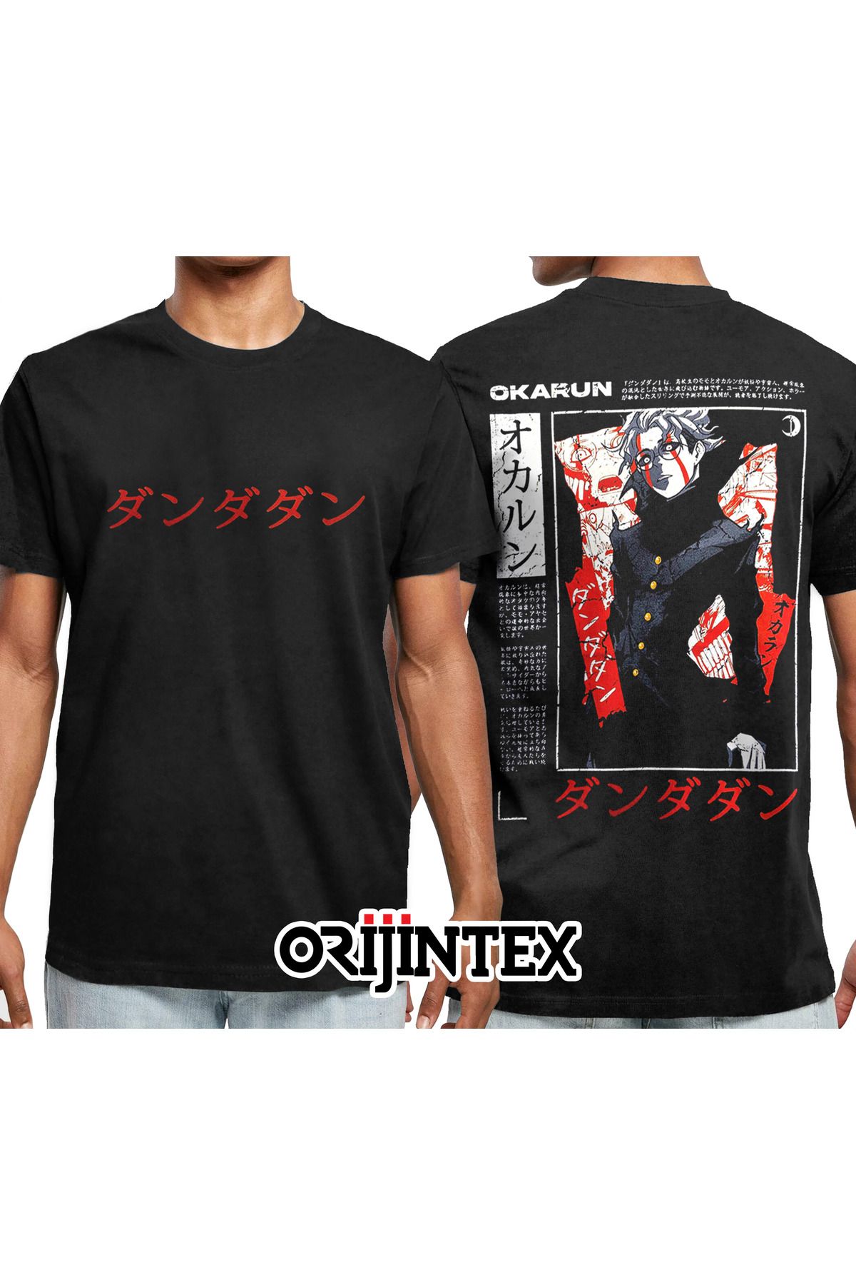 orijintex Dandadan Okarun Ön Arka Baskılı Unisex Siyah Tshirt