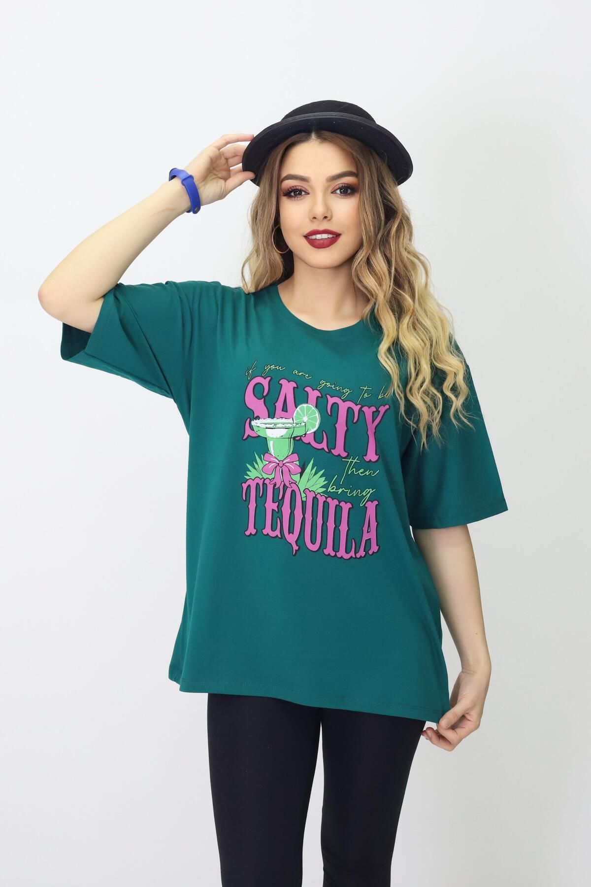 Bala Giyim Baskılı Oversize Kadın T-Shirt