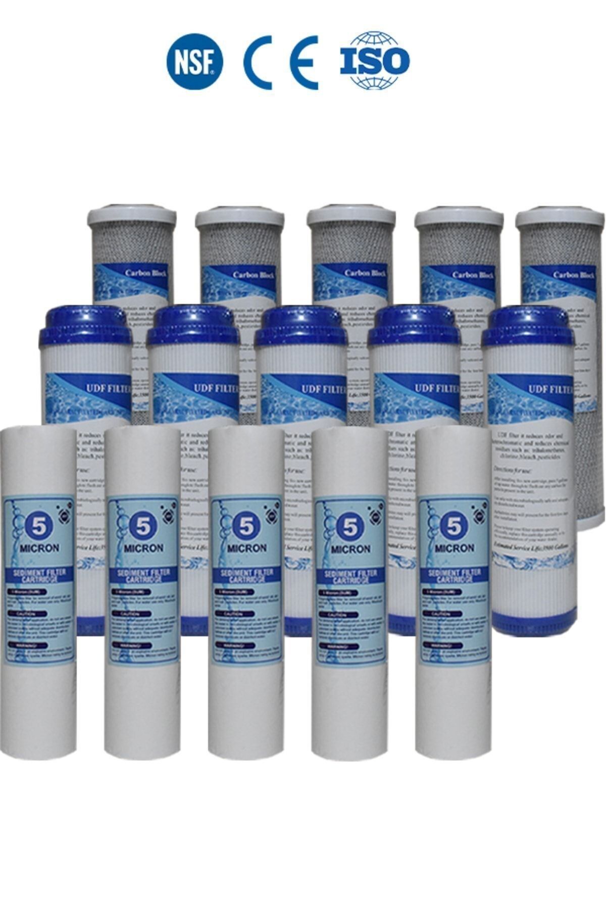 Filter Store Açık Kasa Su Arıtma Cihazı Filtresi 3 Aşama Çift Karbon Ekonomik Paket ( 5 Takım )
