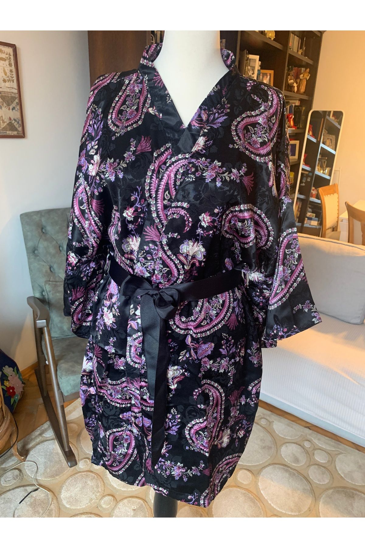 TheChakaCollection Siyah Şal Desen Kimono 1