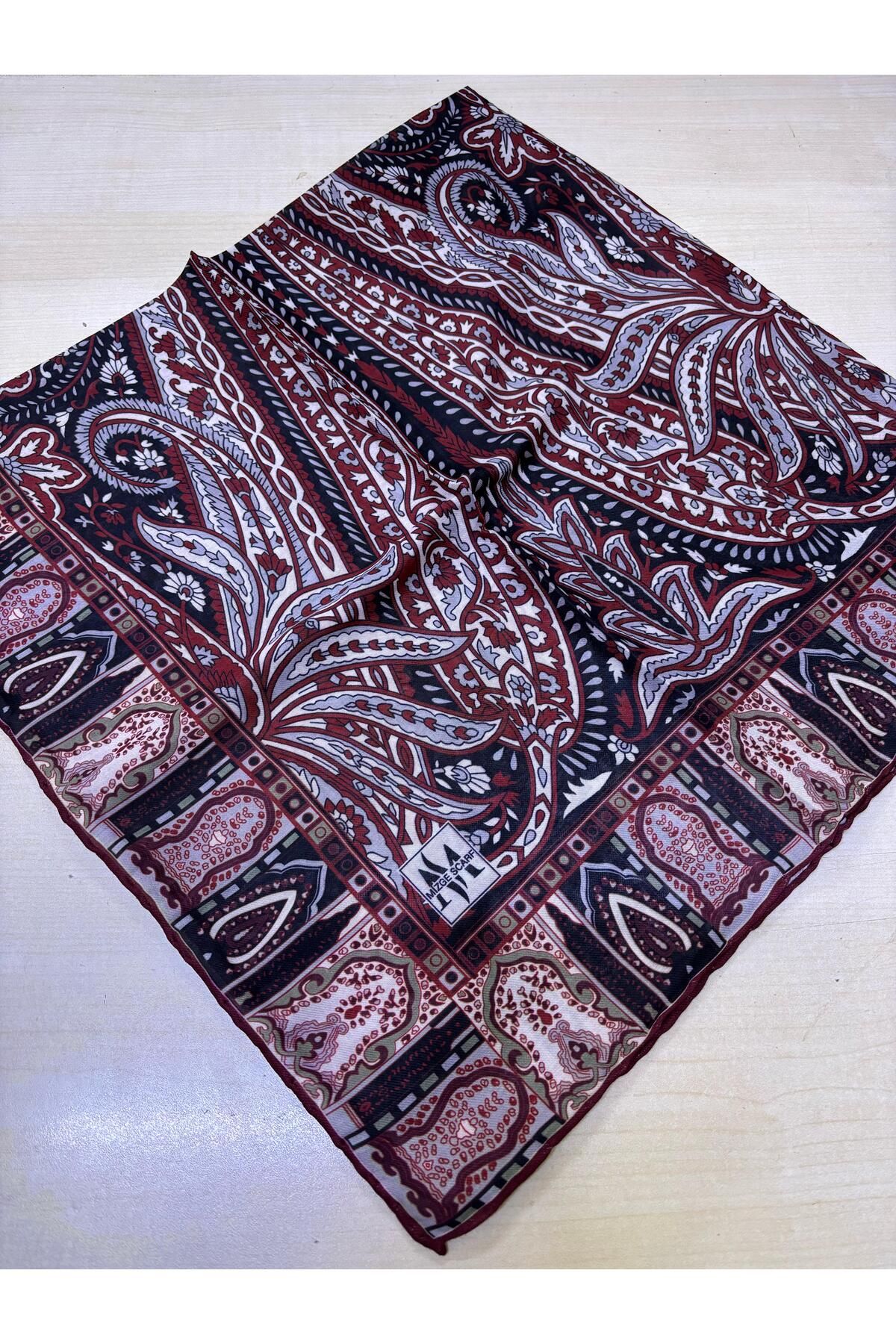 Mizge Scarf PAMUKLU SOFT EŞARP EL DİKİŞLİ ETNİK ETRO RETRO DESEN