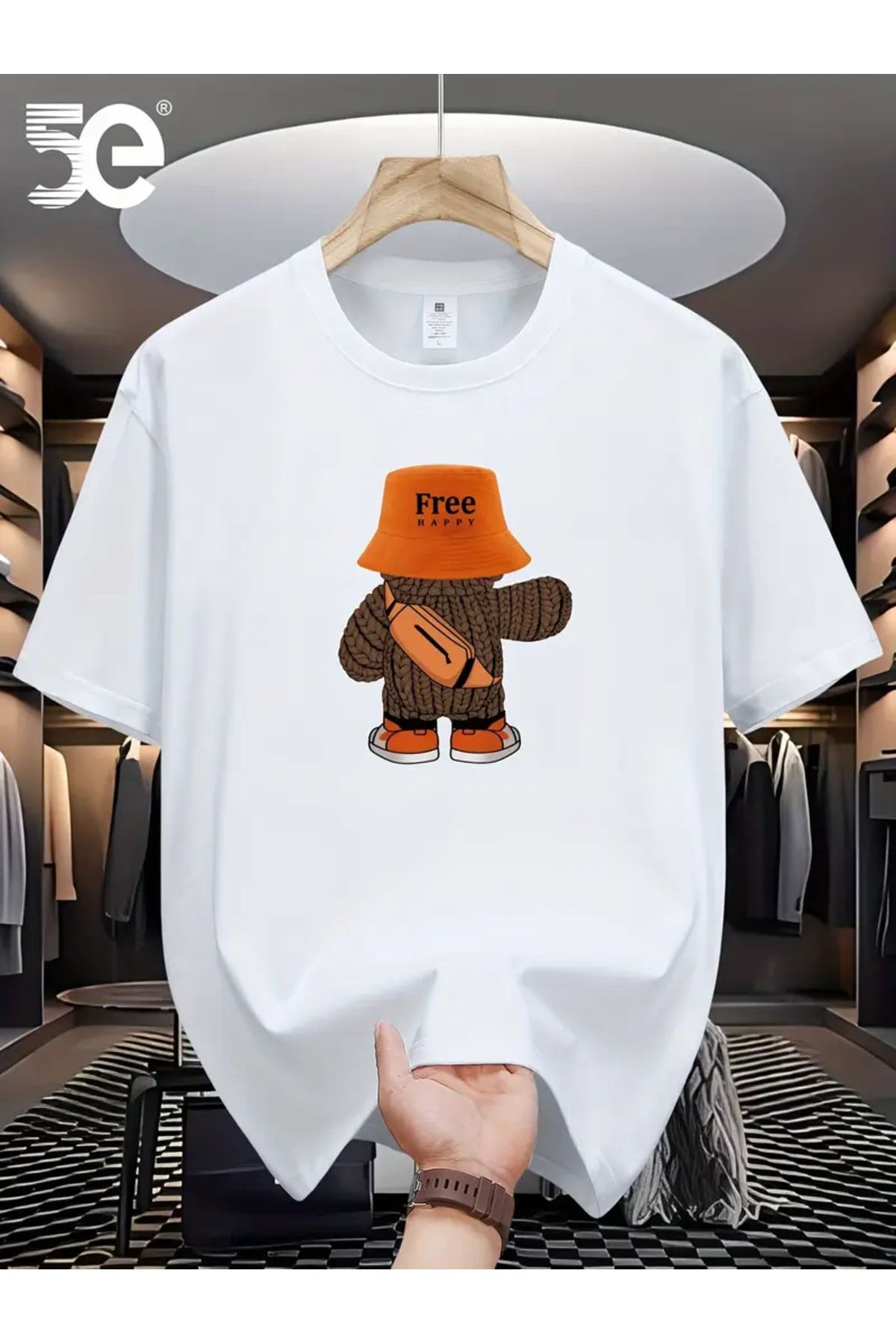 NEW TRENDY COLLECTİON Erkekler için %100 Pamuk Karikatür Grafik Baskılı Tişört