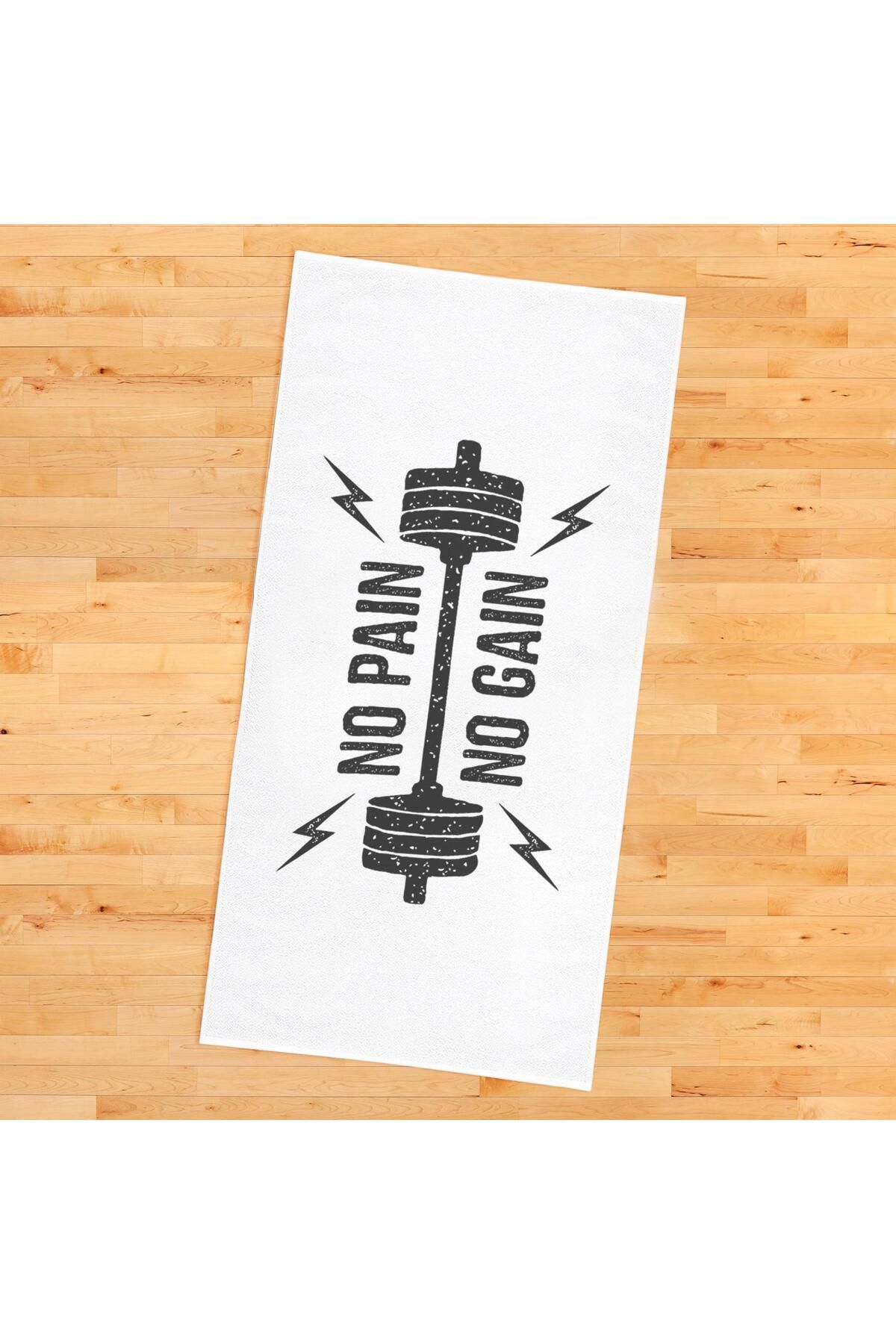 Doruklar Home Collection No Pain No Gain Desenli Dijital Baskılı Spor Havlusu Fitnes Havlusu 80x160 SPR01