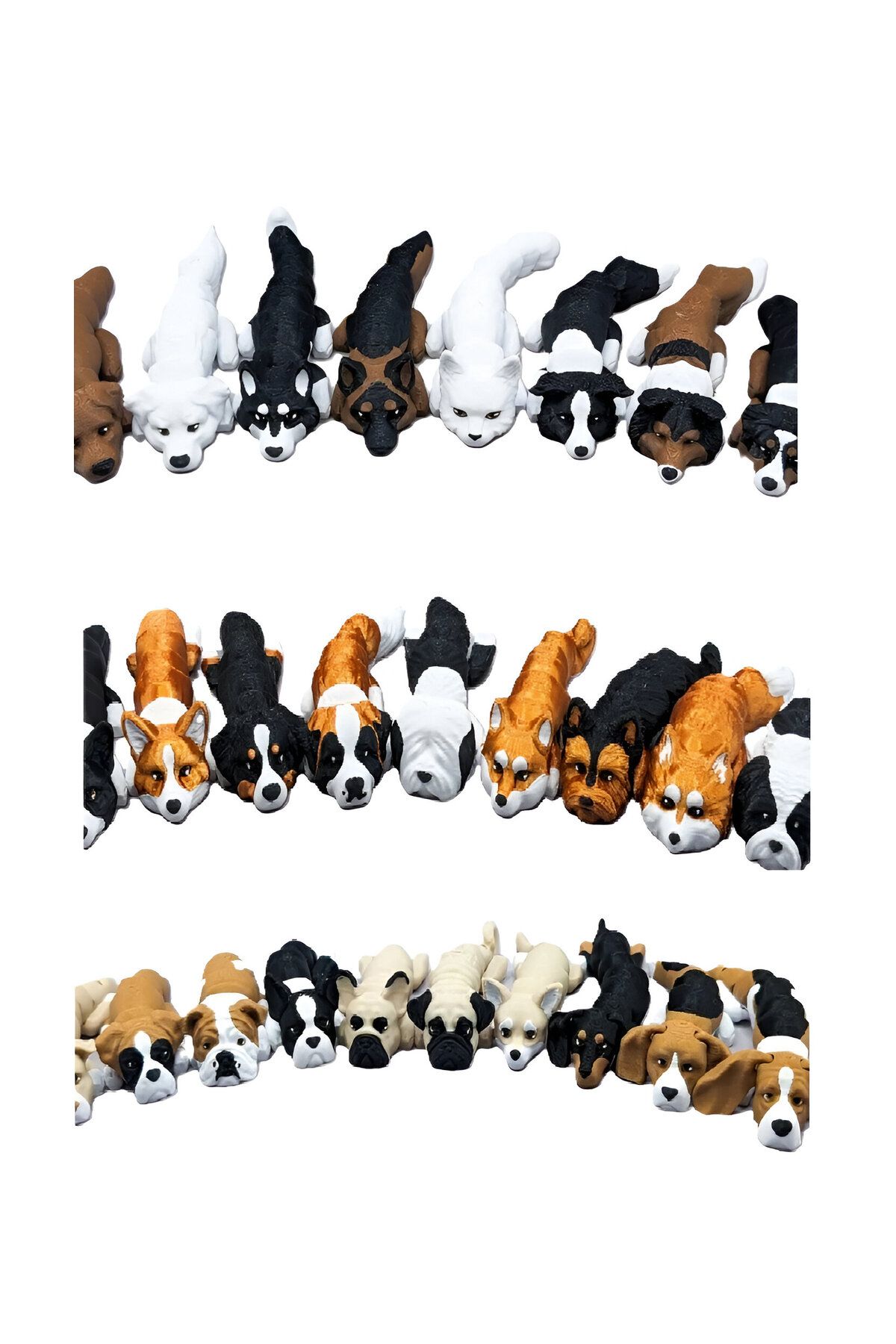 Baskı Maskı Köpek Cinsleri Hareketli Anahtarlık – Kişiye Özel 3D Baskı Esnek Köpek Figürü