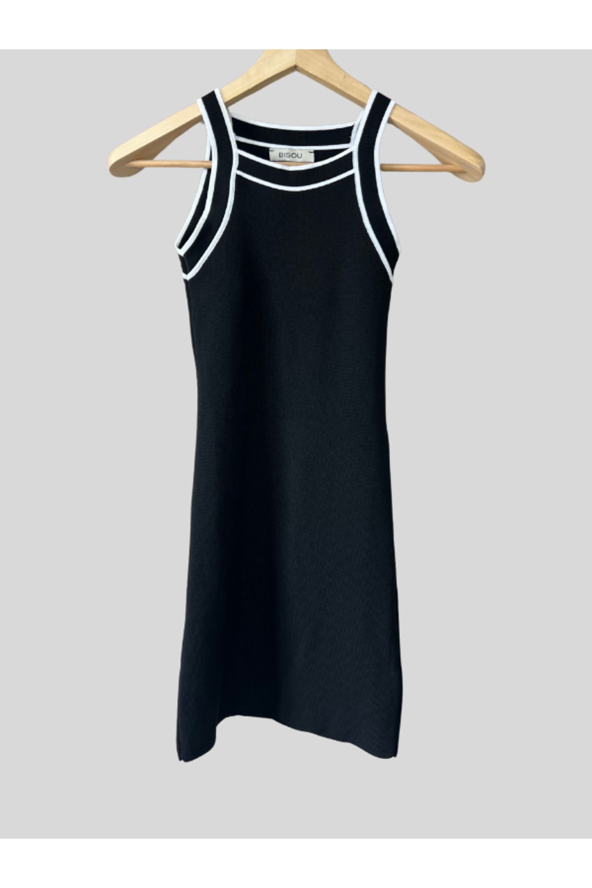 Bisou Mini Halter Yaka Siyah Elbise