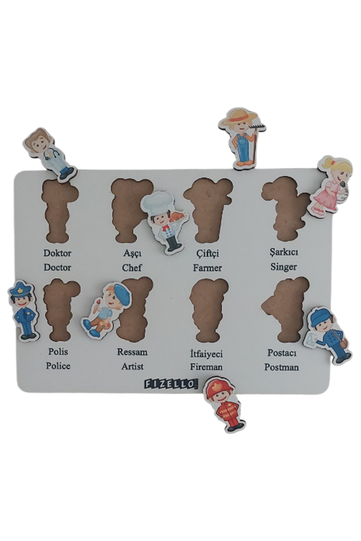 Fizello Ahşap Türkçe - Ingilizce 4lü Mega Set Bultak Puzzle Montessori Sayılar Şekiller Meslekler Hayvanlar fotoğrafı 4 (önizleme)