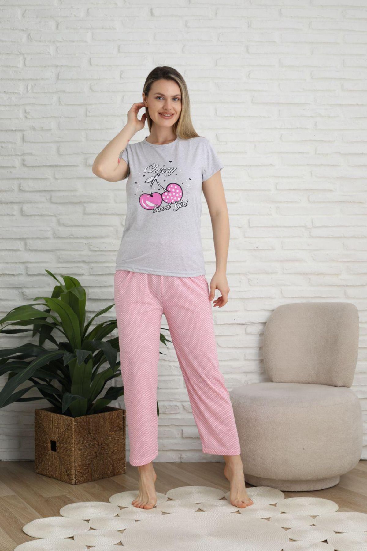 Anastasia Underwear Kısa Kol Pijama Takımı Yazlık Penye Baskılı Şık Takım