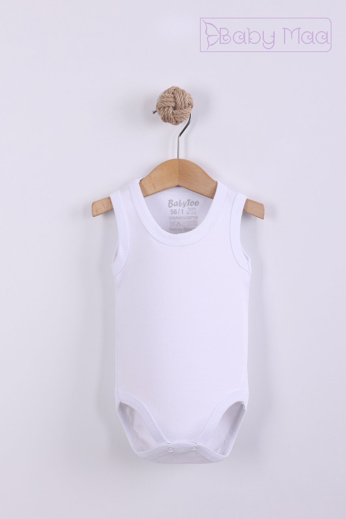 Baby Maa %100 Pamuk Kolsuz Bebek Zıbın Body 4 Adet (0-3 / 3-6 / 6-9 / 9-12 Ay Seçenekli)