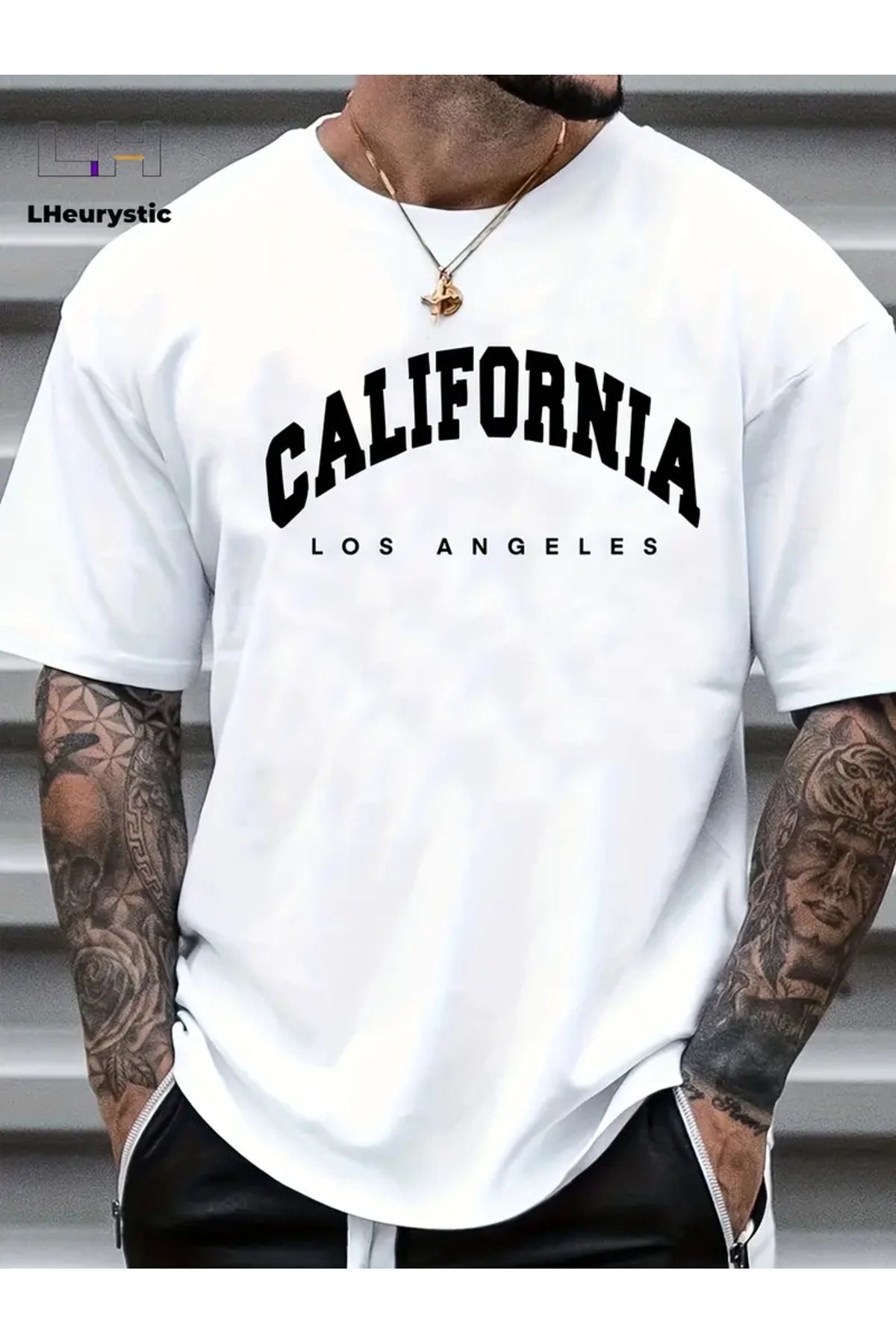 NEW TRENDY COLLECTİON CALIFORNIA Baskı, Erkek Grafik Tasarımı Crew Neck Aktif T-shirt