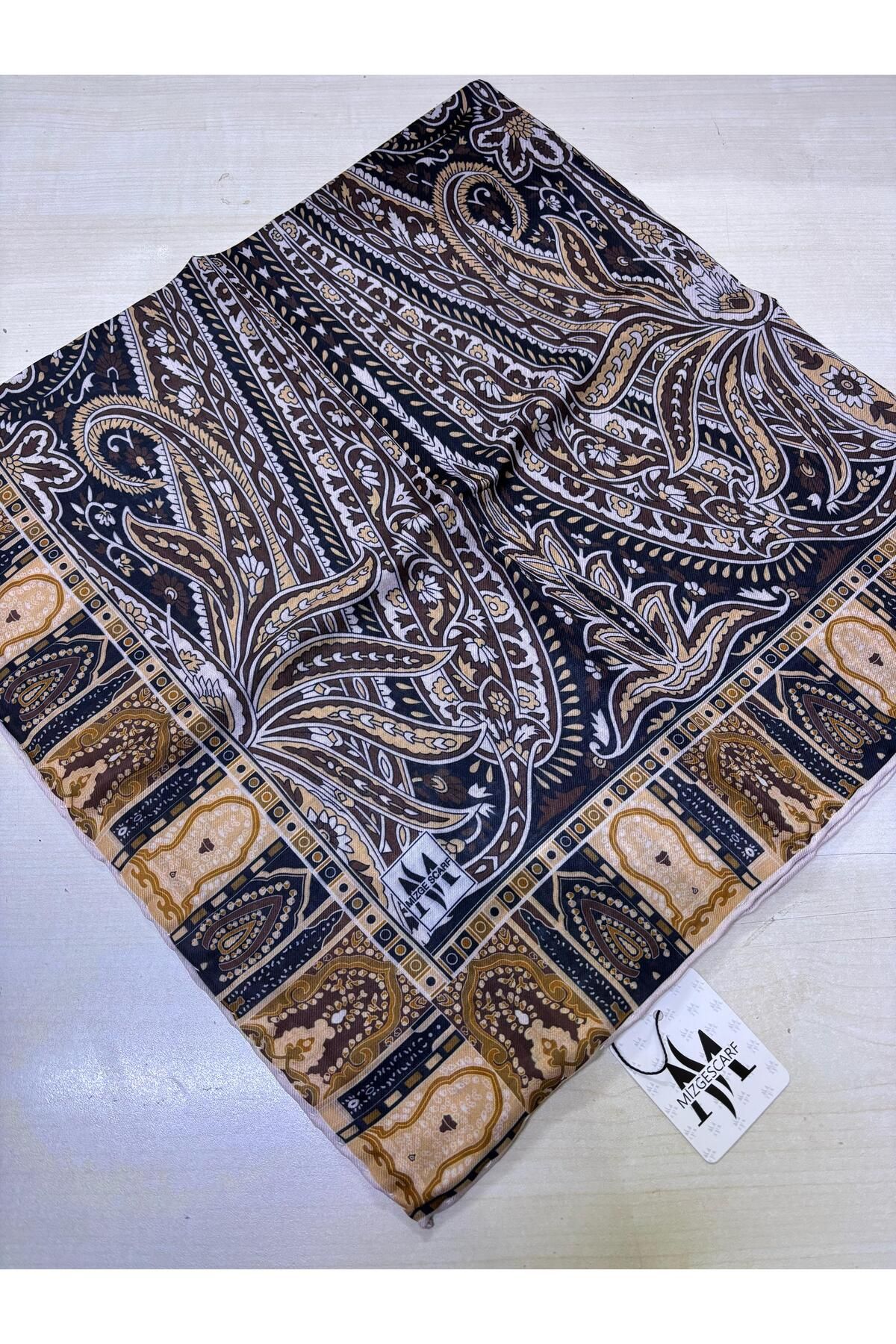 Mizge Scarf PAMUKLU SOFT EŞARP EL DİKİŞLİ ETNİK ETRO RETRO DESEN