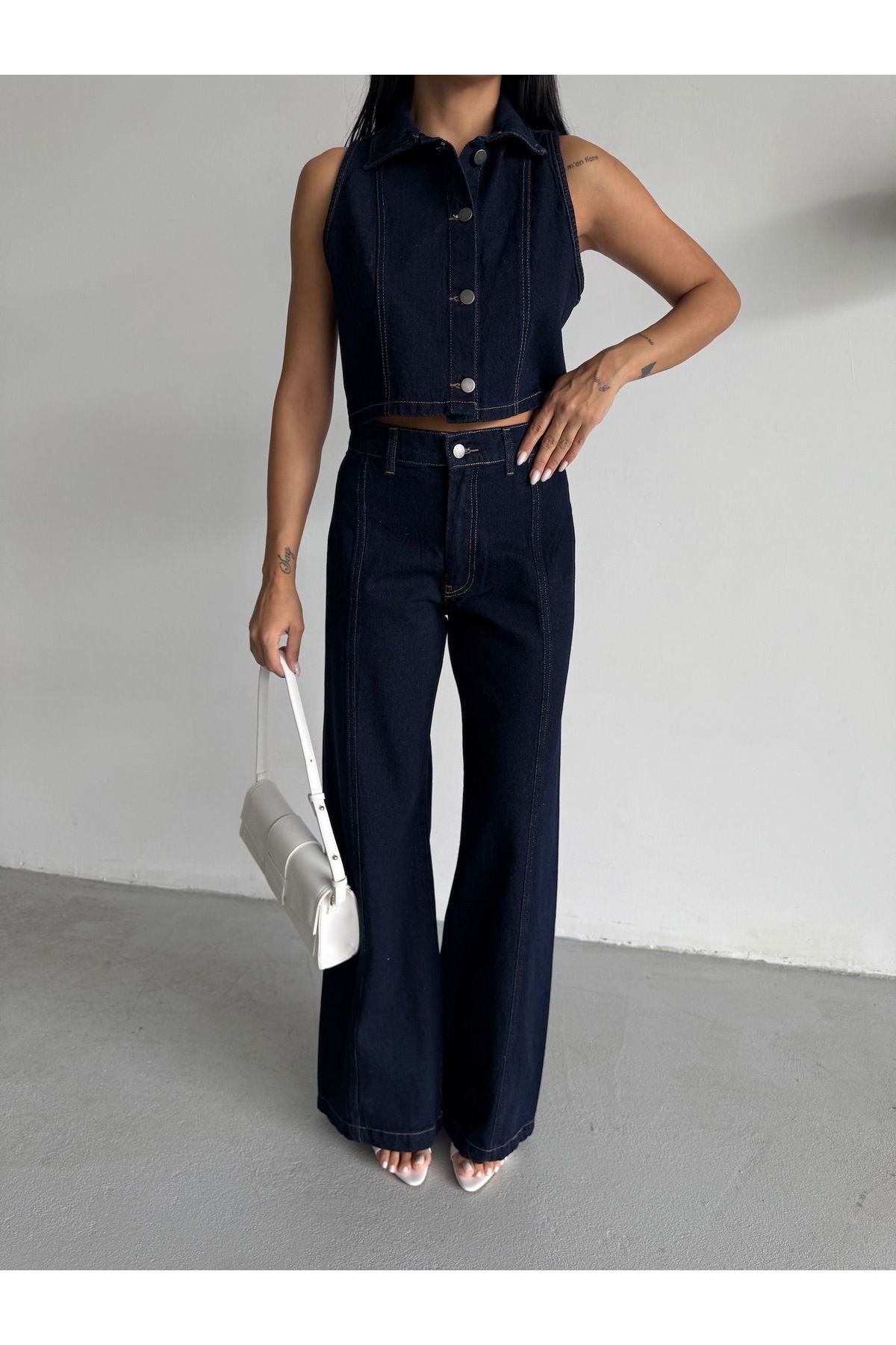 Ekim Store Lacivert Yelek Pantolon Denim Takım