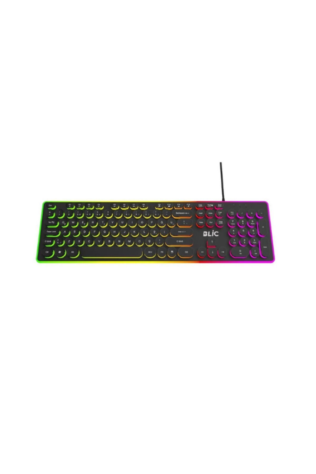 Hietech Daktilo Model Zarif Tasarım Gaming Klavye Reinbow Işıklı Daktilo Kablolu Q Klavye Bkb10