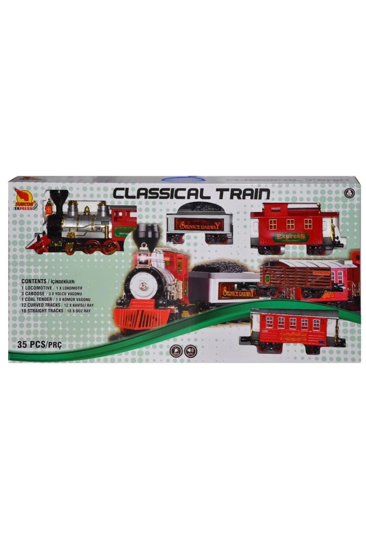 Nemere 1555 Klasik Tren Seti Sesli ve Işıklı 35 Parça