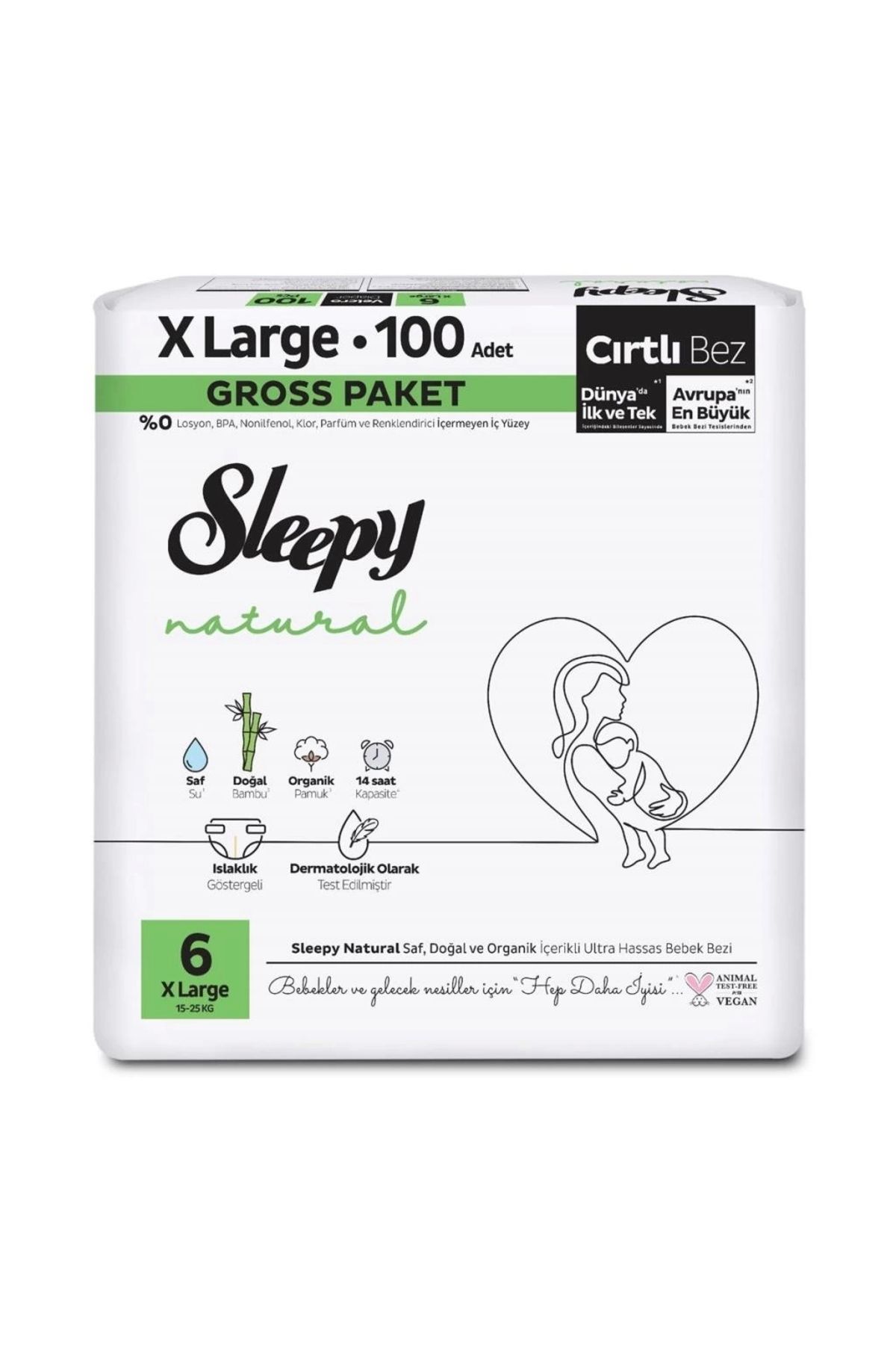 Nemere Sleepy Natural Bebek Bezi Gross Paket 6 Beden 15-25 Kg 100 Adet