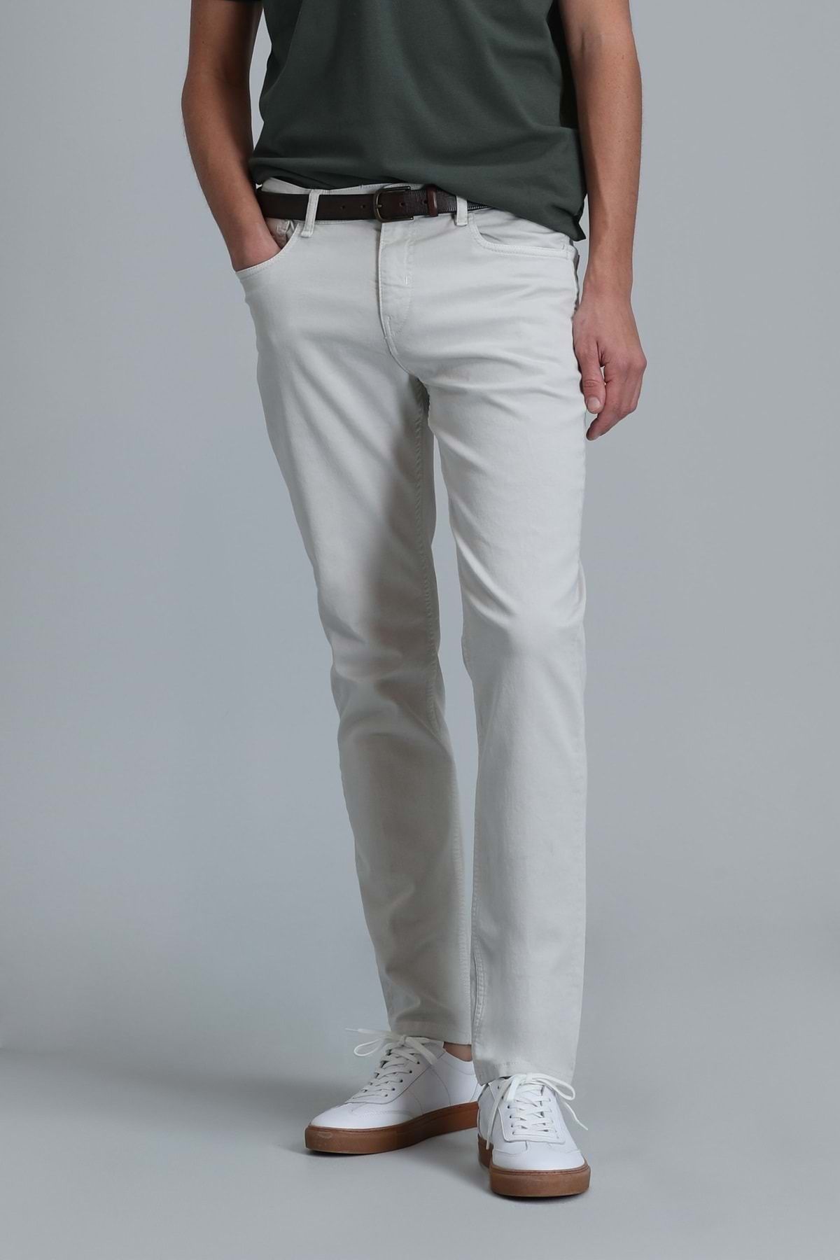 Lufian 111190320 Helt Spor 5 Cep Erkek Pantolon Slim Fit Erkek Kot Pantolon EKRU