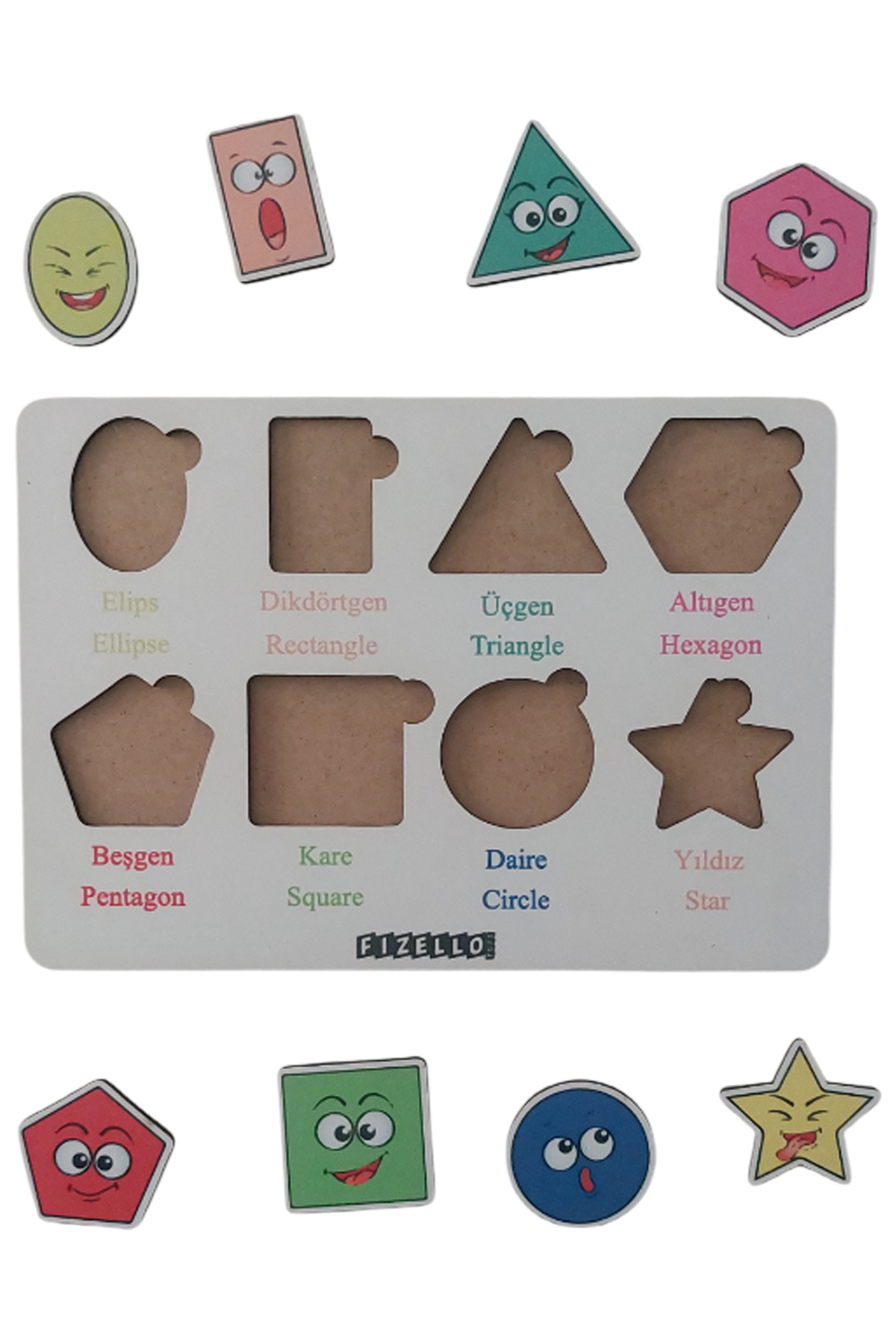 Fizello Ahşap Türkçe - Ingilizce 4lü Mega Set Bultak Puzzle Montessori Sayılar Şekiller Meslekler Hayvanlar fotoğrafı 2 (önizleme)