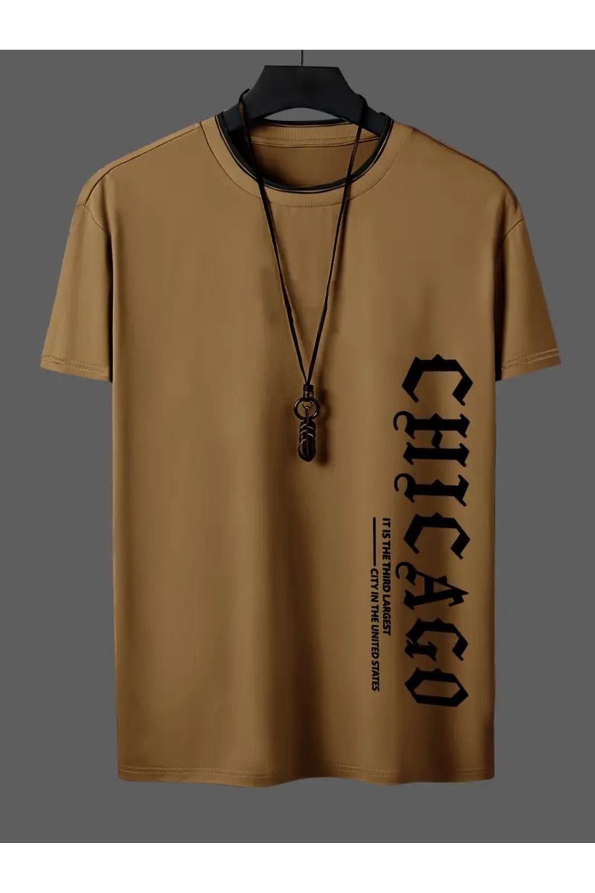 NEW TRENDY COLLECTİON Erkekler için "Chicago" Grafik T-Shirt - Rahat Crew Neck,