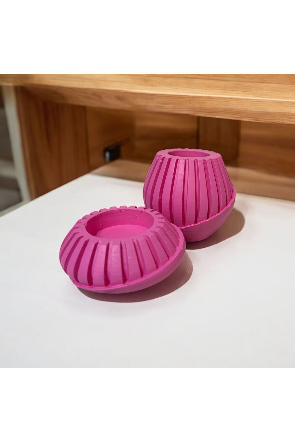lambader Dekoratif Alçı Vazo 2'li set pembe