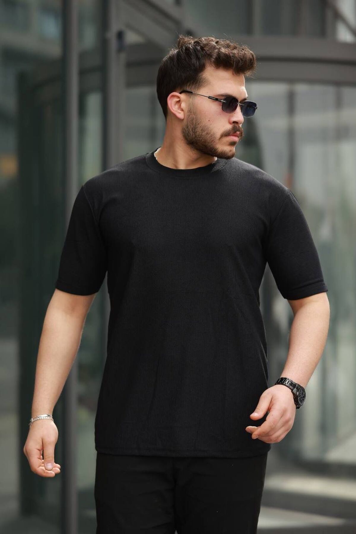 JACK CAPRİO Erkek Bisiklet Yaka Yeni Sezon Regular Likralı Polyamid T-shirt