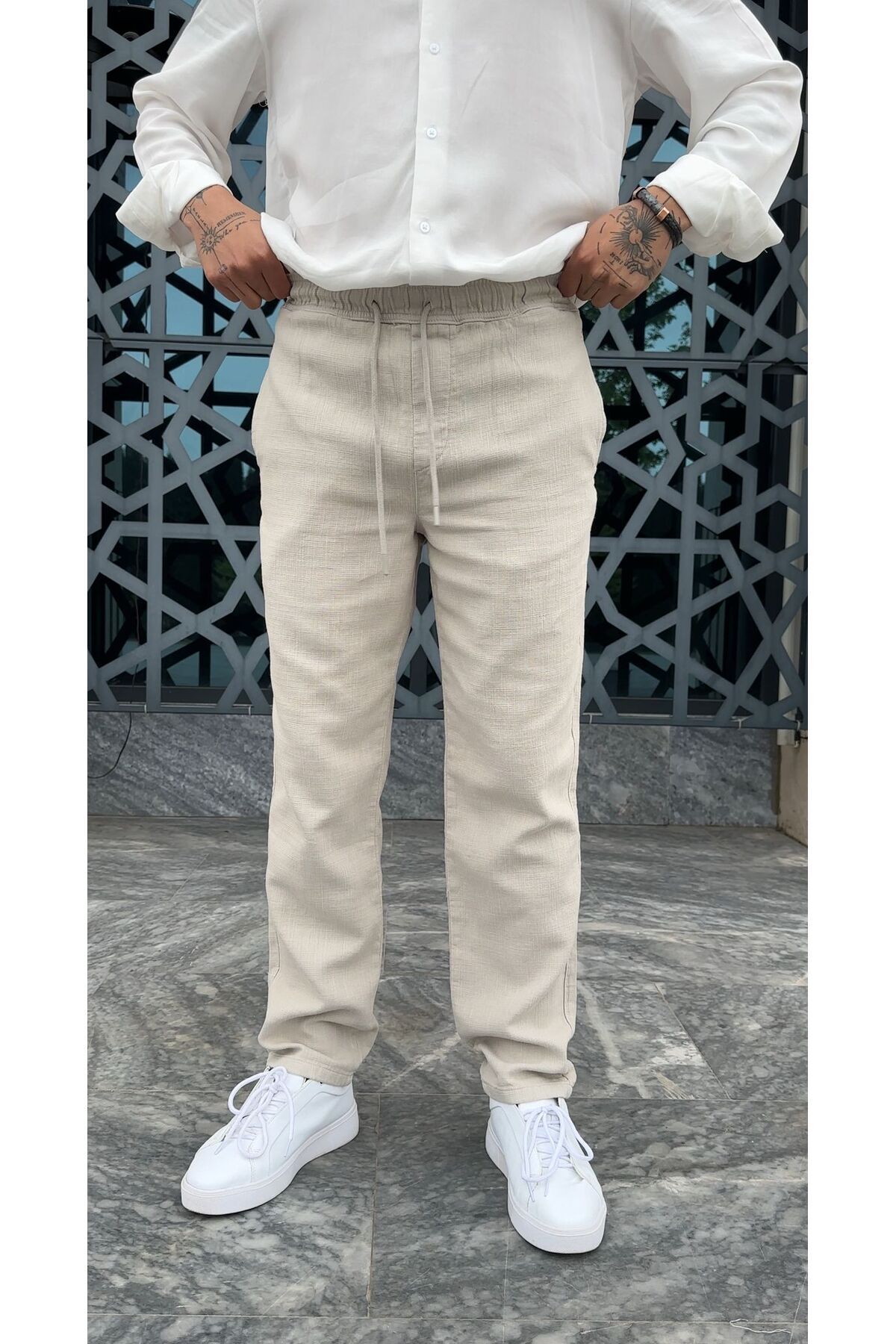 PEERLESS STORE Regular Kalıp %100 Keten Pantolon