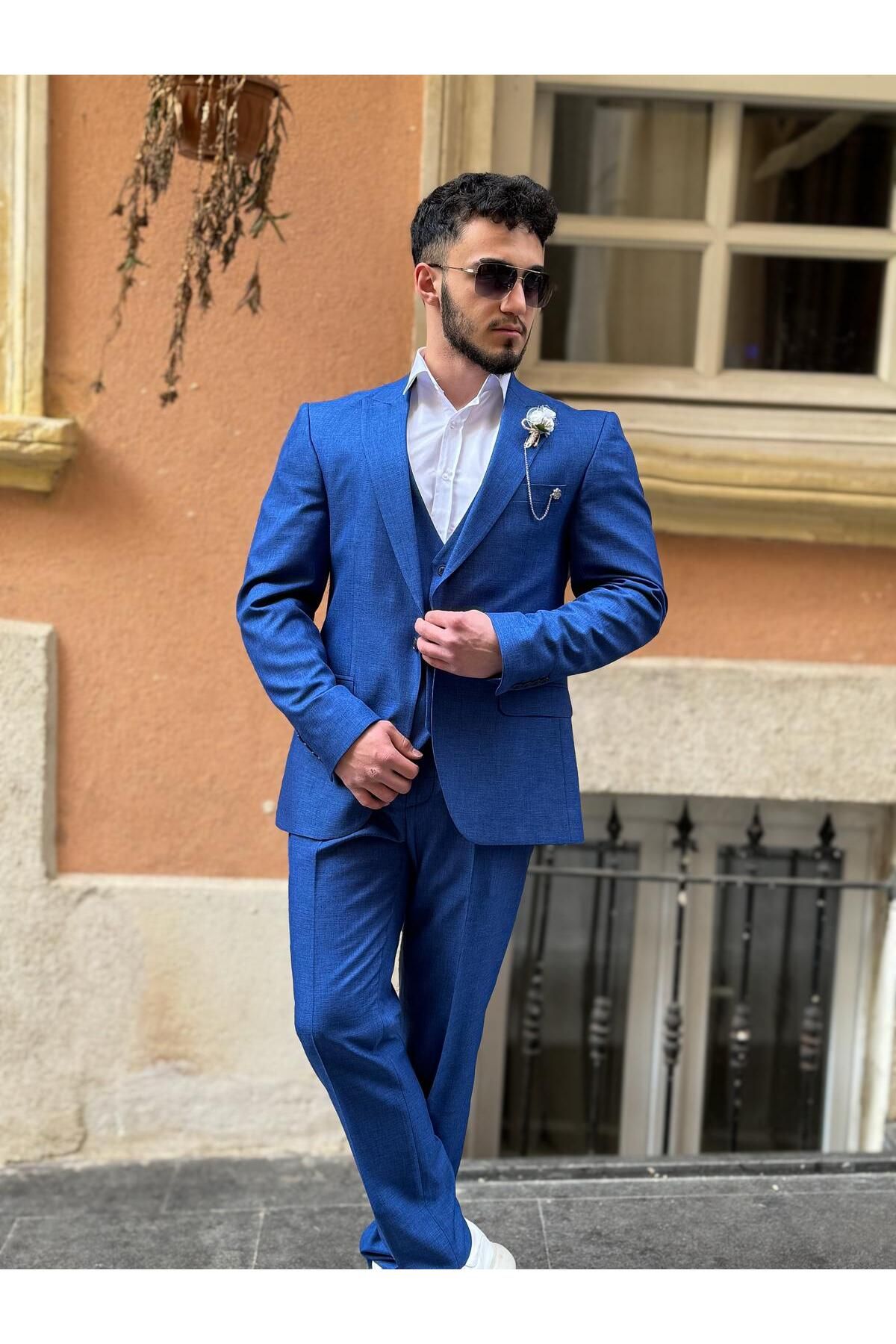 Dupont Slim Fit Yelekli Takım