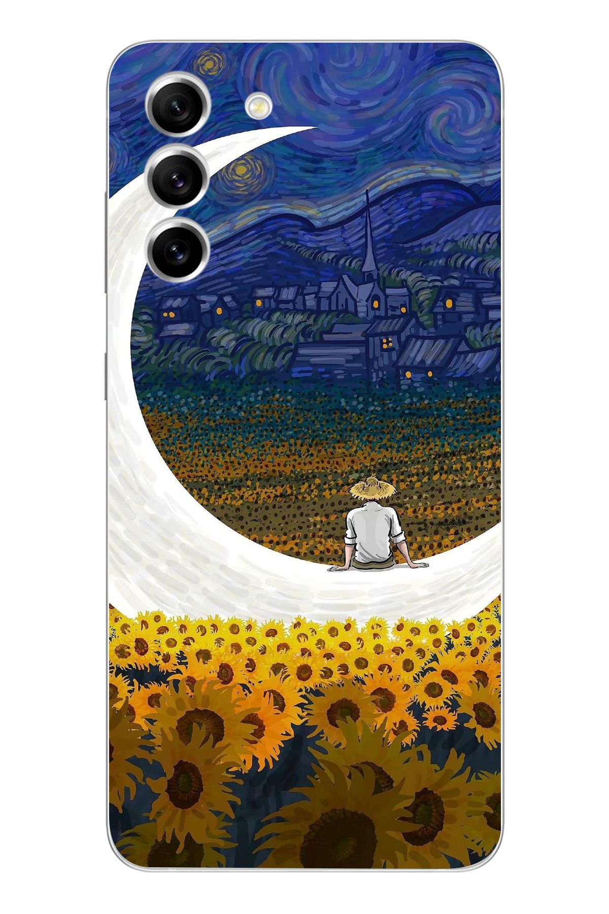 moonset Samsung Galaxy S21 Uyumlu Van Gogh Tasarımlı Baskılı Şeffaf Telefon Kılıfı