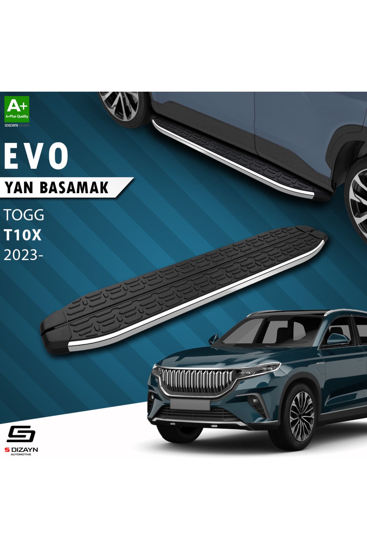 S Dizayn S-Dizayn TOGG T10X Evo Krom Yan Basamak 203 Cm 2023 Üzeri A+ Kalite