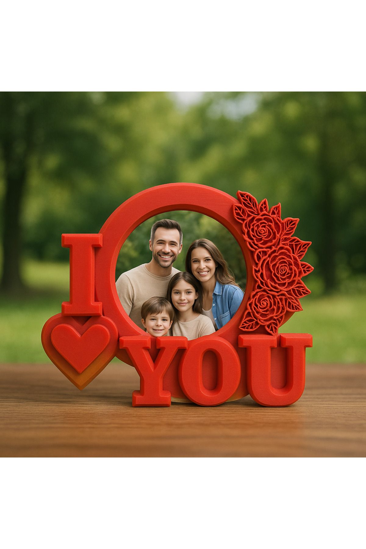 Cousventure Aile Fotoğraf Çerçevesi,Seni Seviyorum Yazılı Parlak Çift Renk Çerçeve,Dekoratif Modern Anı Çerçeve