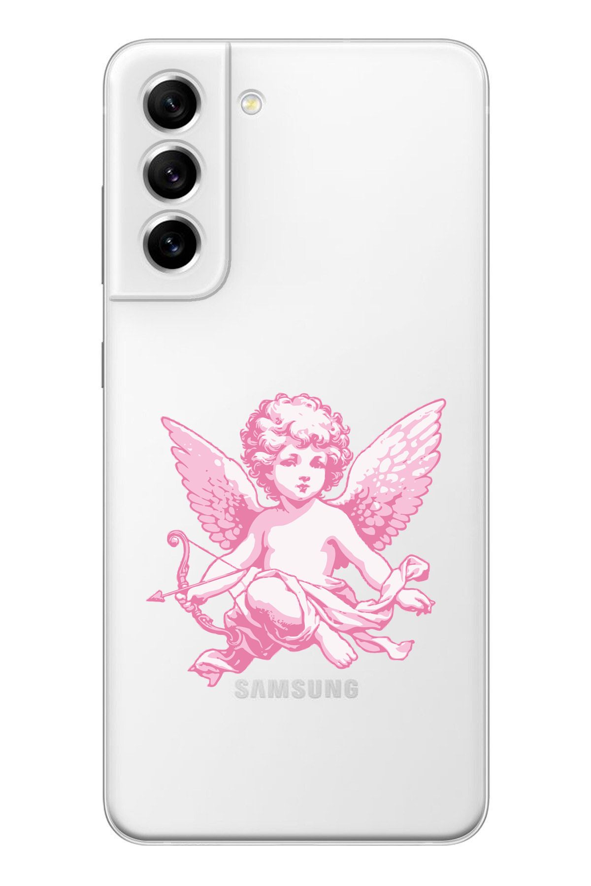 moonset Samsung Galaxy S21 FE Uyumlu Melek Tasarımlı Baskılı Şeffaf Telefon Kılıfı