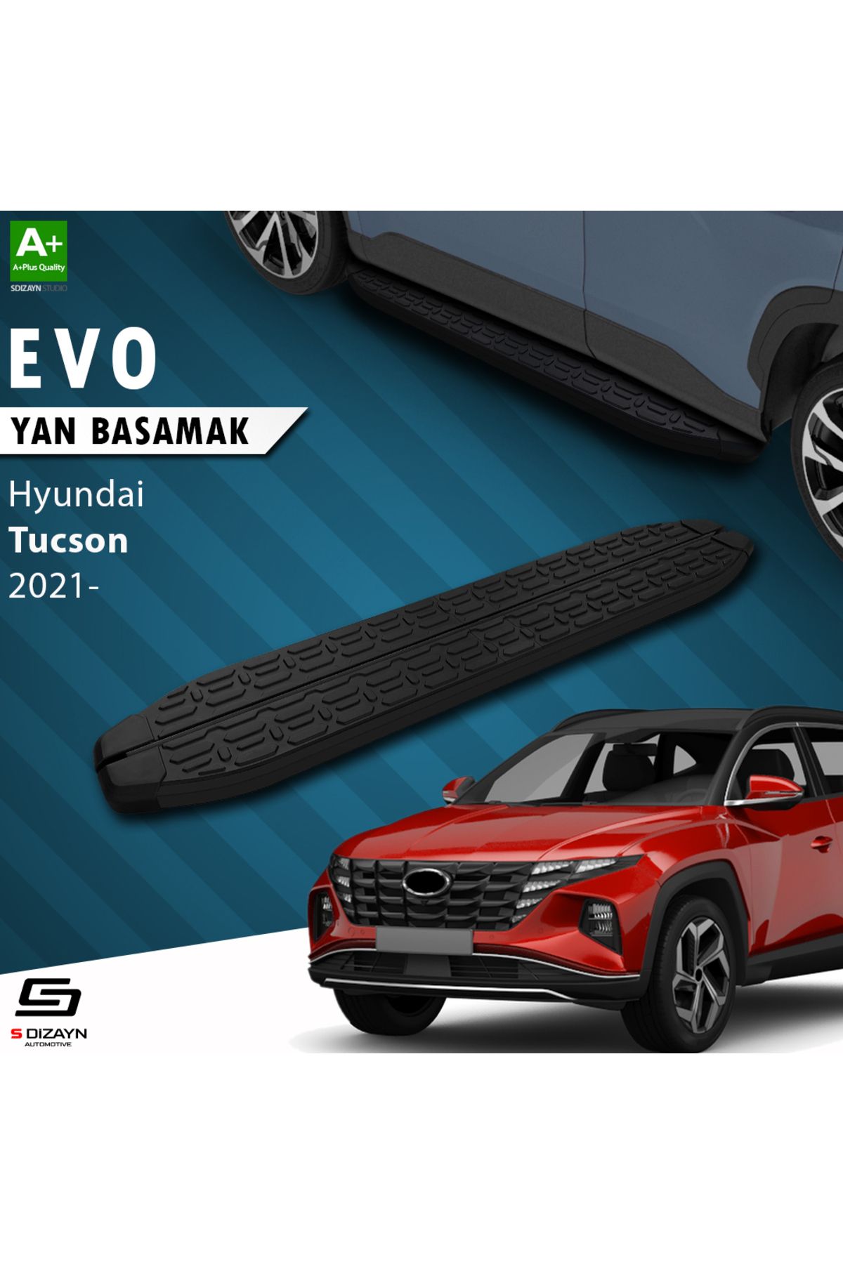 S Dizayn S-Dizayn Hyundai Tucson 4 Evo Siyah Yan Basamak 173 Cm 2021-2024 A+ Kalite
