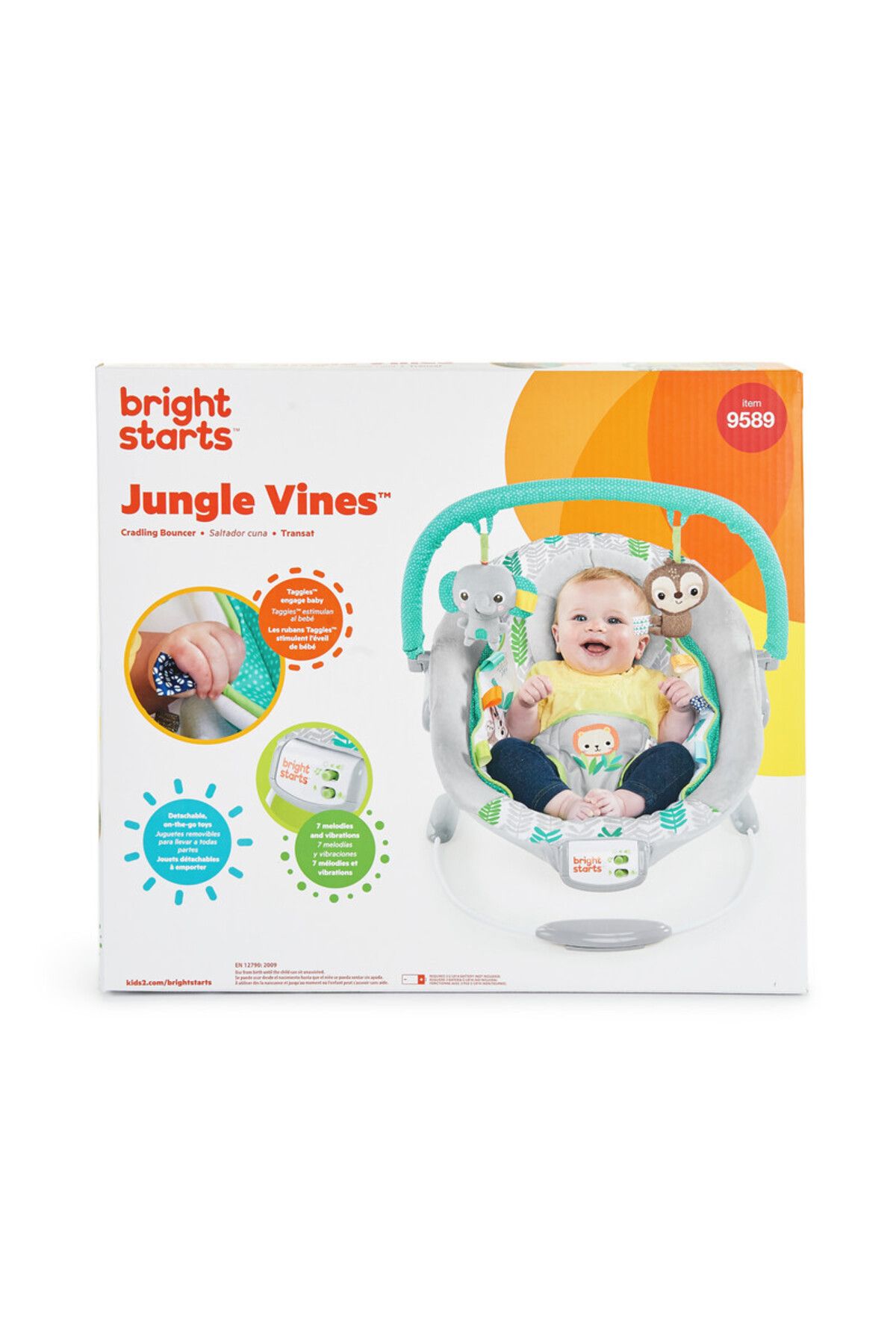 Bright Starts-- Jungle Vines Comfy Bouncer with Plush Toys, 0 to 6 months 8