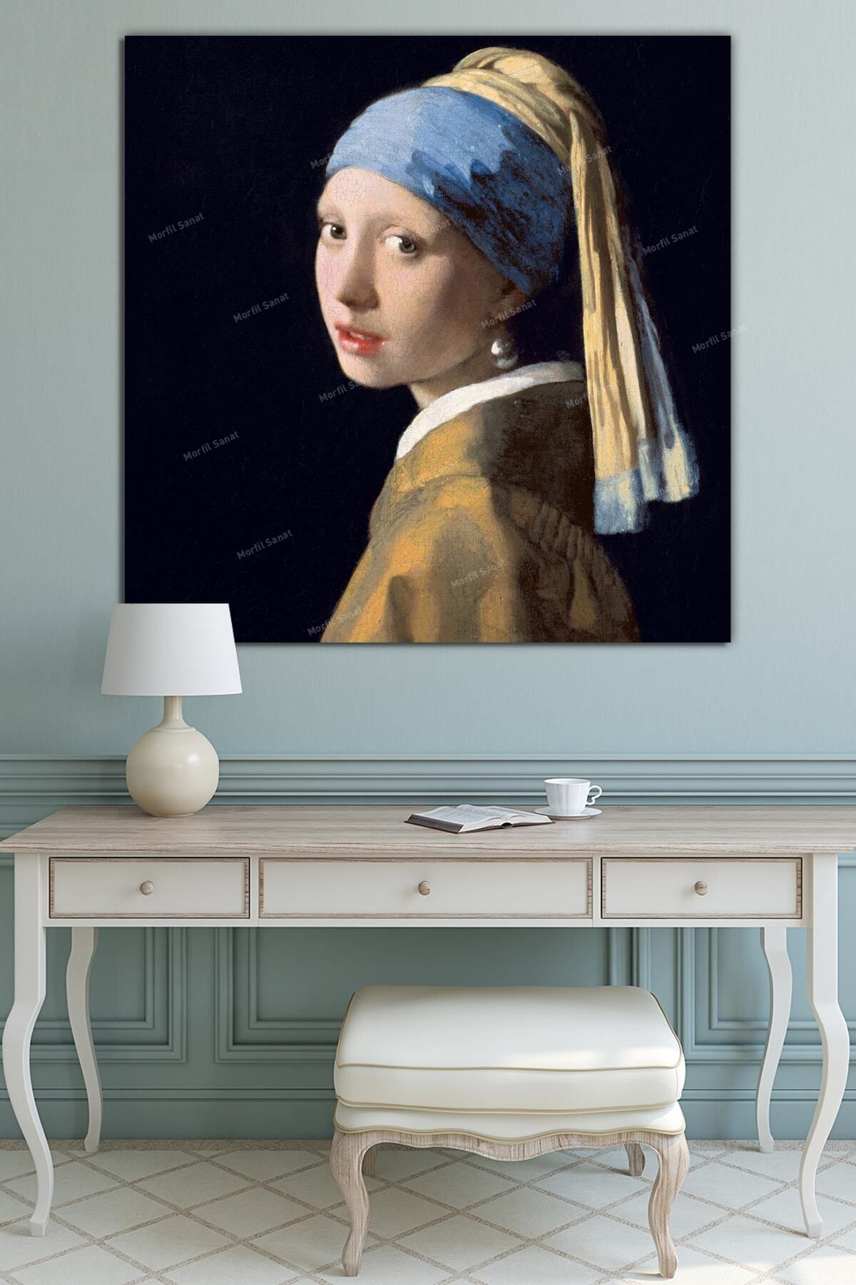 Morfil Sanat Atölyesi Inci Küpeli Kız Johannes Vermeer Sanatsal Kanvas Tablo