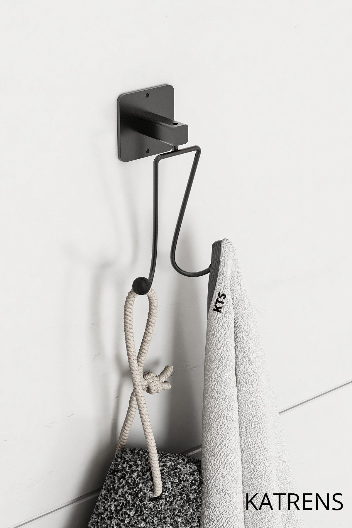 Katrens Yapışkanlı Bornoz Askısı 2 Li Banyo Askısı Çatal Askı 2 li Askılık Havlu Askısı