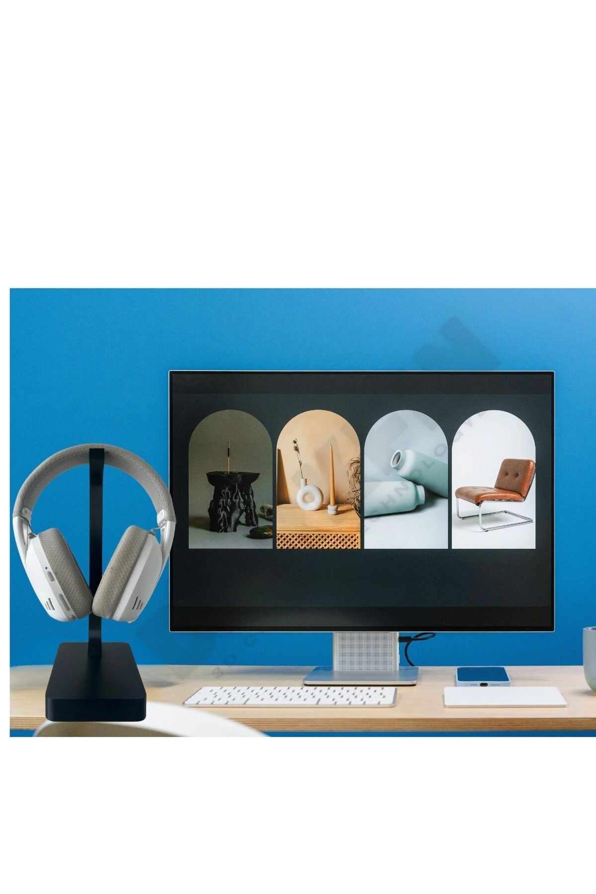 DarkFin Gamer Kulaklık Standı Siyah - Dekoratif Masa Üstü Kulaklık Tutucu/Standı 24CM
