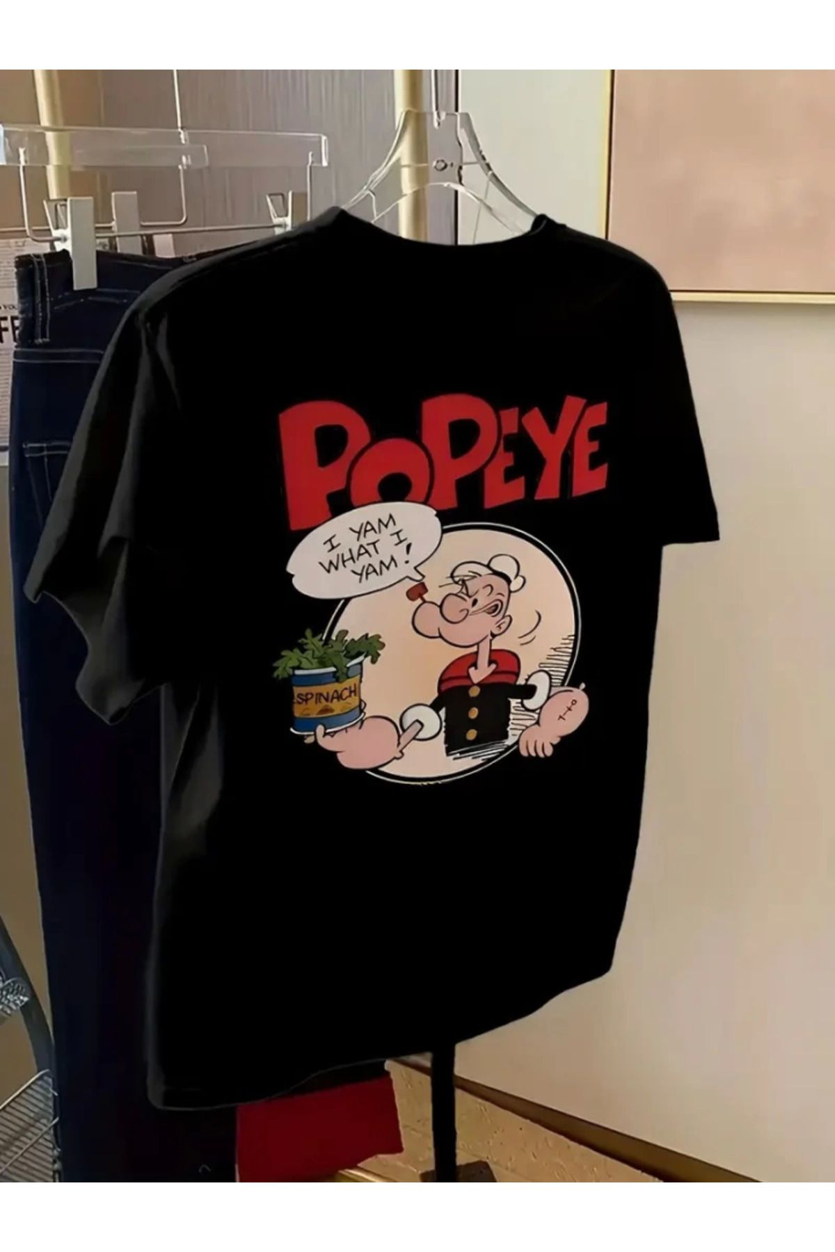 anizmir Baskılı Oversize Bisiklet Yaka T-shirt - Siyah