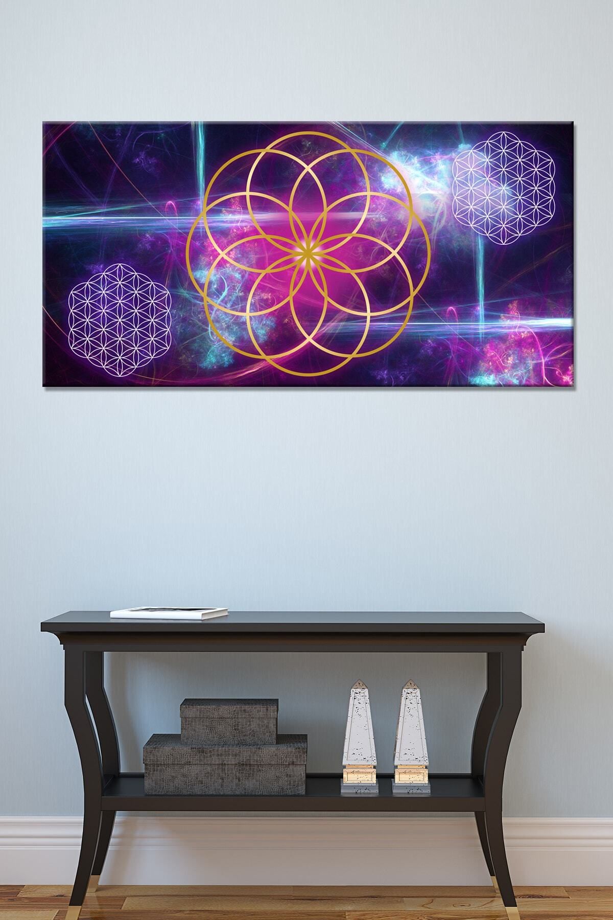Morfil Sanat Atölyesi Yaşam Çiçeği Kutsal Geometri Sri Yantra Kanvas Tablo (8 Farklı Ölçü)