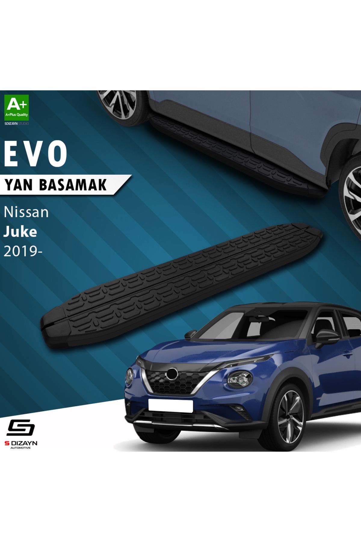 S Dizayn S-Dizayn Nissan Juke 2 Evo Siyah Yan Basamak 173 Cm 2019 Üzeri A+ Kalite