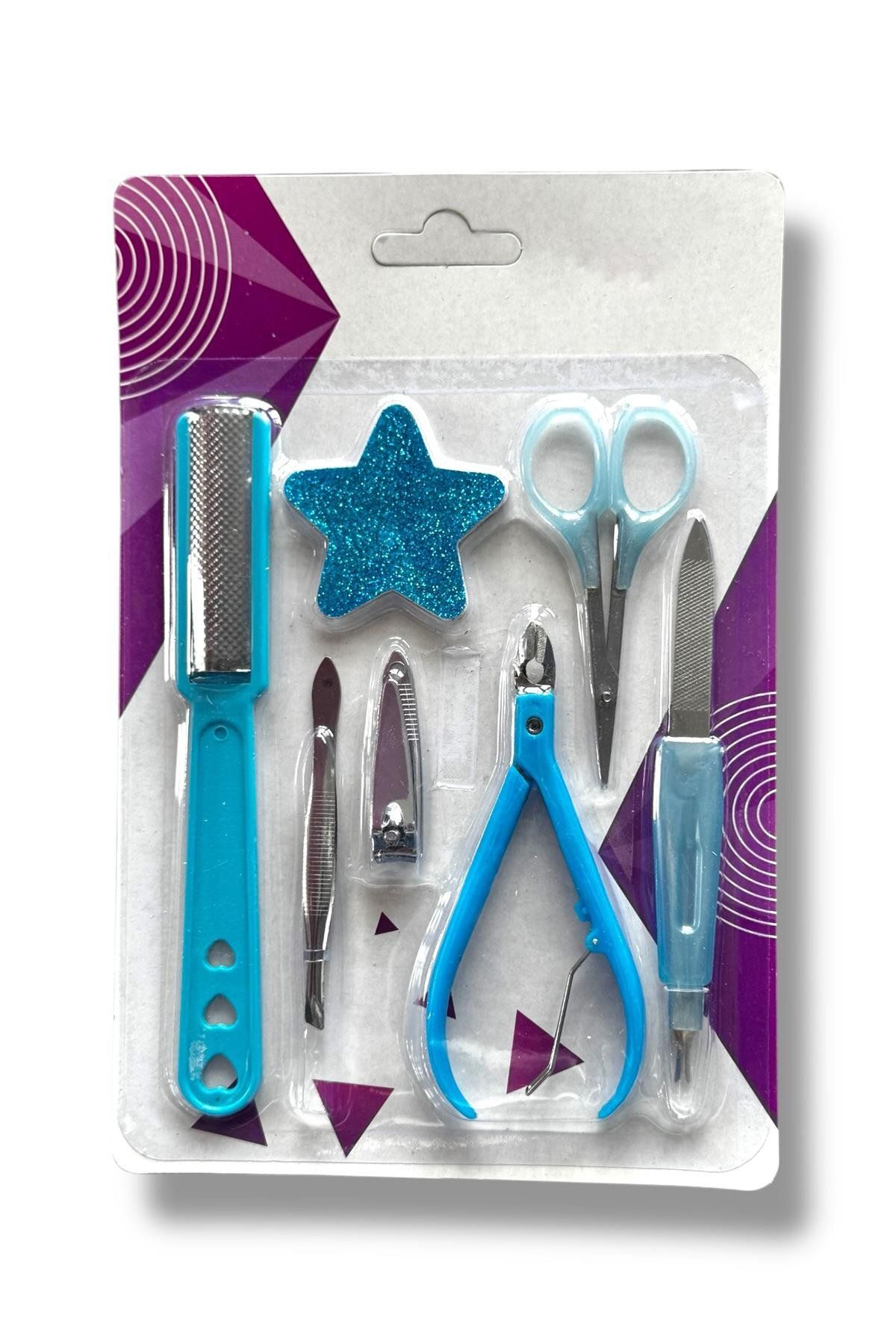 TAKIŞTIR Mavi Renk 7 Parça Manikür/ Pedikür Törpü Set