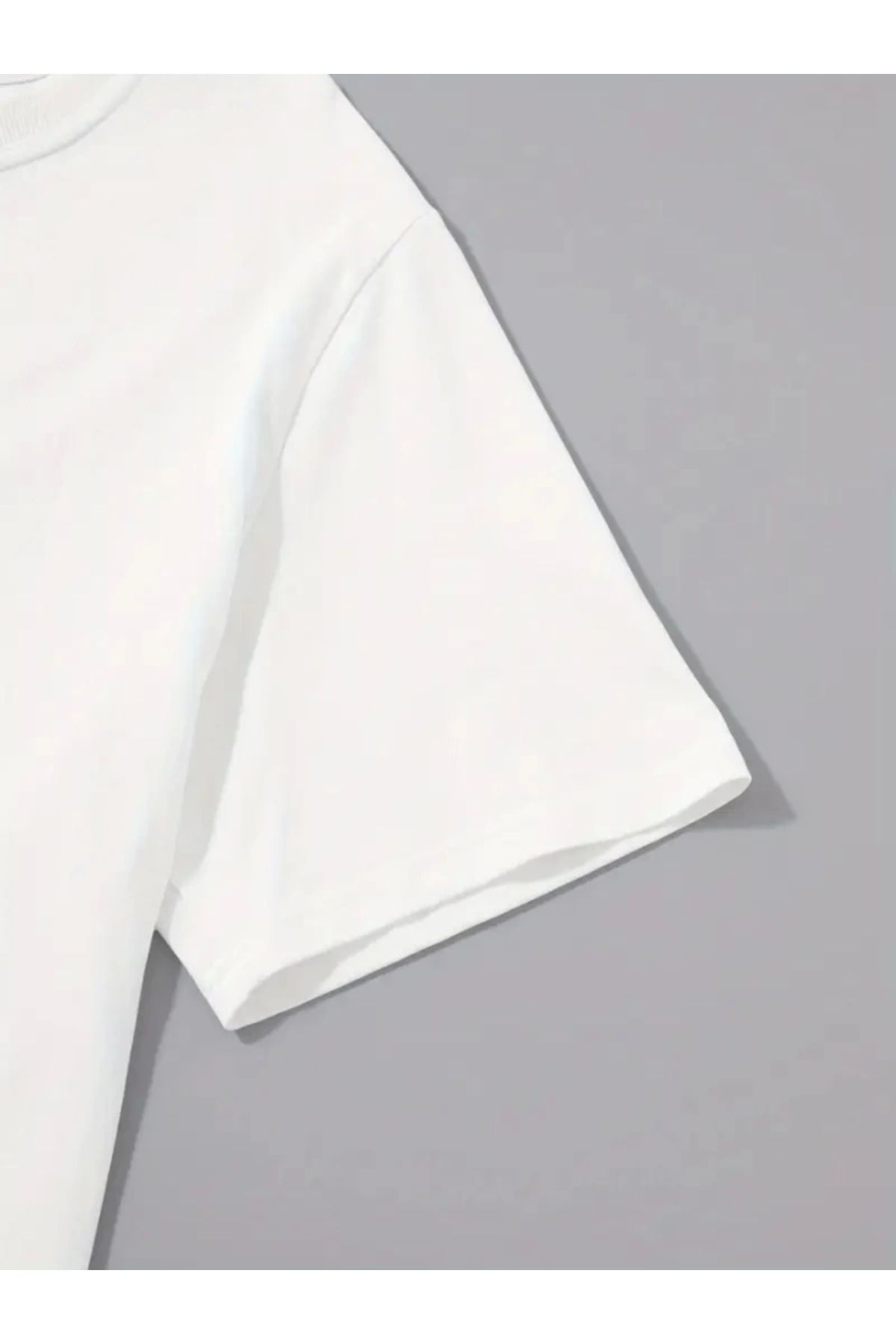 anizmir Baskılı Oversize Bisiklet Yaka T-shirt - Beyaz