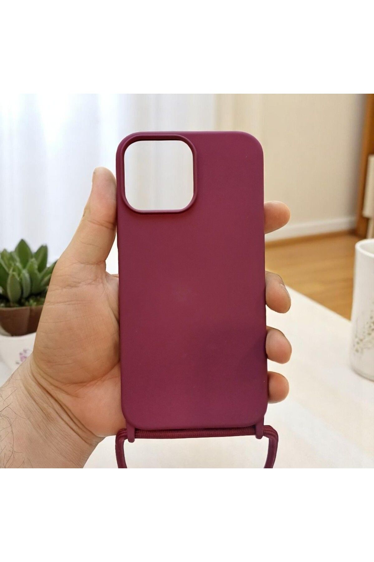 RONA STORE iphone 13 Pro Max Boyun Askılı İç Kısmı Kadife Ropi Seyahat Kılıfı