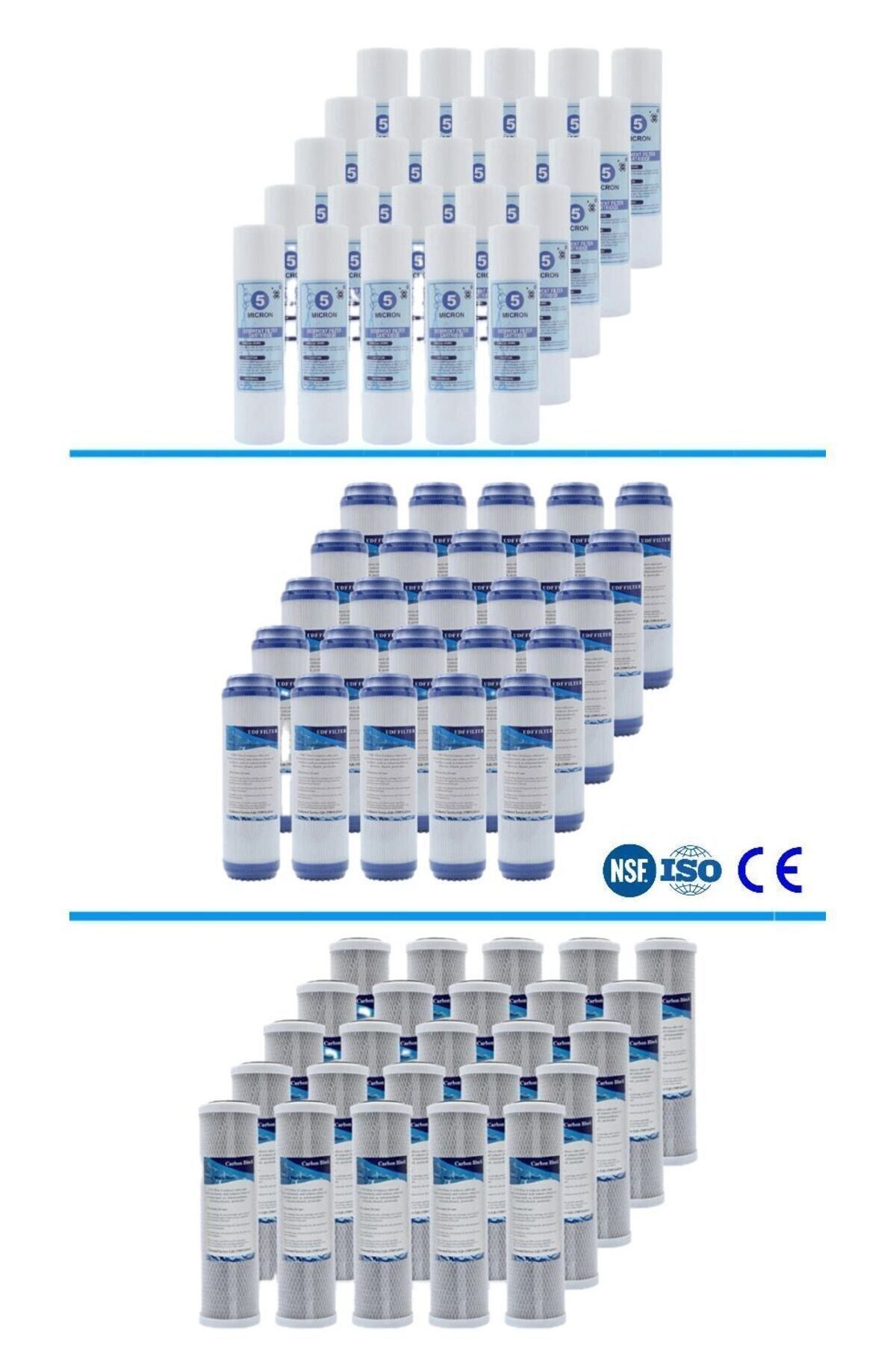 Filter Store Açık Kasa Su Arıtma Cihazı 3 Aşama Çift Karbon Toptan Filtre Seti ( 25 Takım )