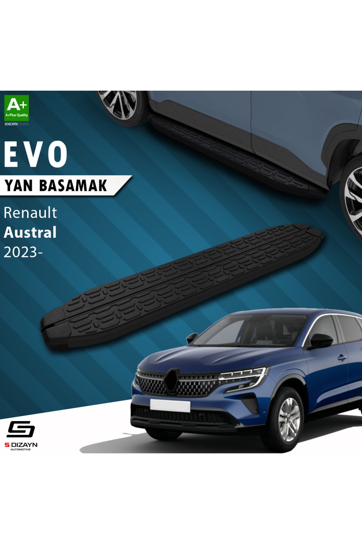 S Dizayn S-Dizayn Renault Austral Evo Siyah Yan Basamak 183 Cm 2023 Üzeri A+ Kalite
