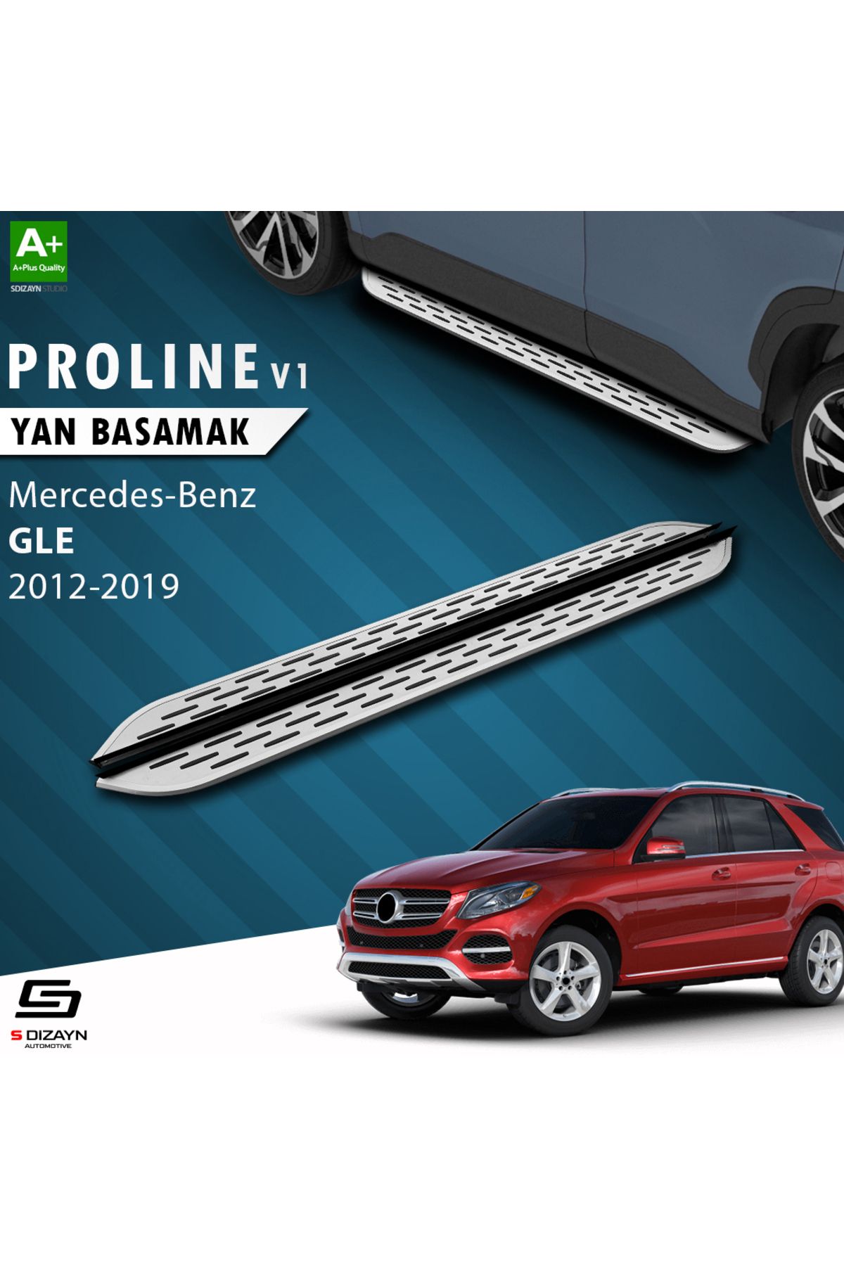 S Dizayn S-Dizayn Mercedes GLE W166 OEM Still Pro V1 Aluminyum Yan Basamak 193 Cm 2012-2019 A+ Kalite