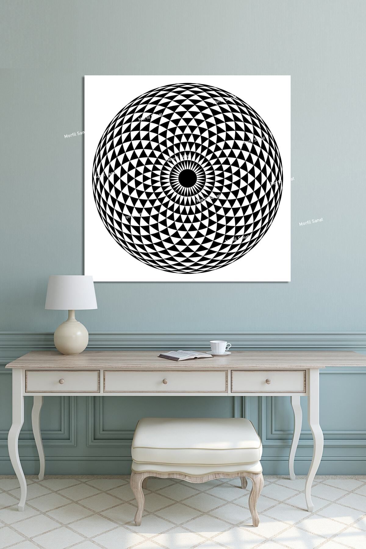 Morfil Sanat Atölyesi Yaşam Çiçeği Kutsal Geometri Sri Yantra Kanvas Tablo