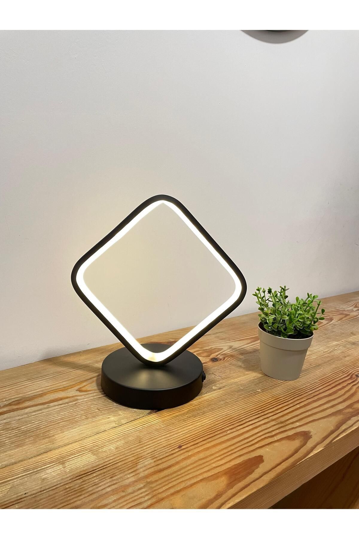 retro home design Pilli Ledli Kare Model Masa Lambası Abajur Pil Dahil Salon Yatak Odası Çalışma Masası