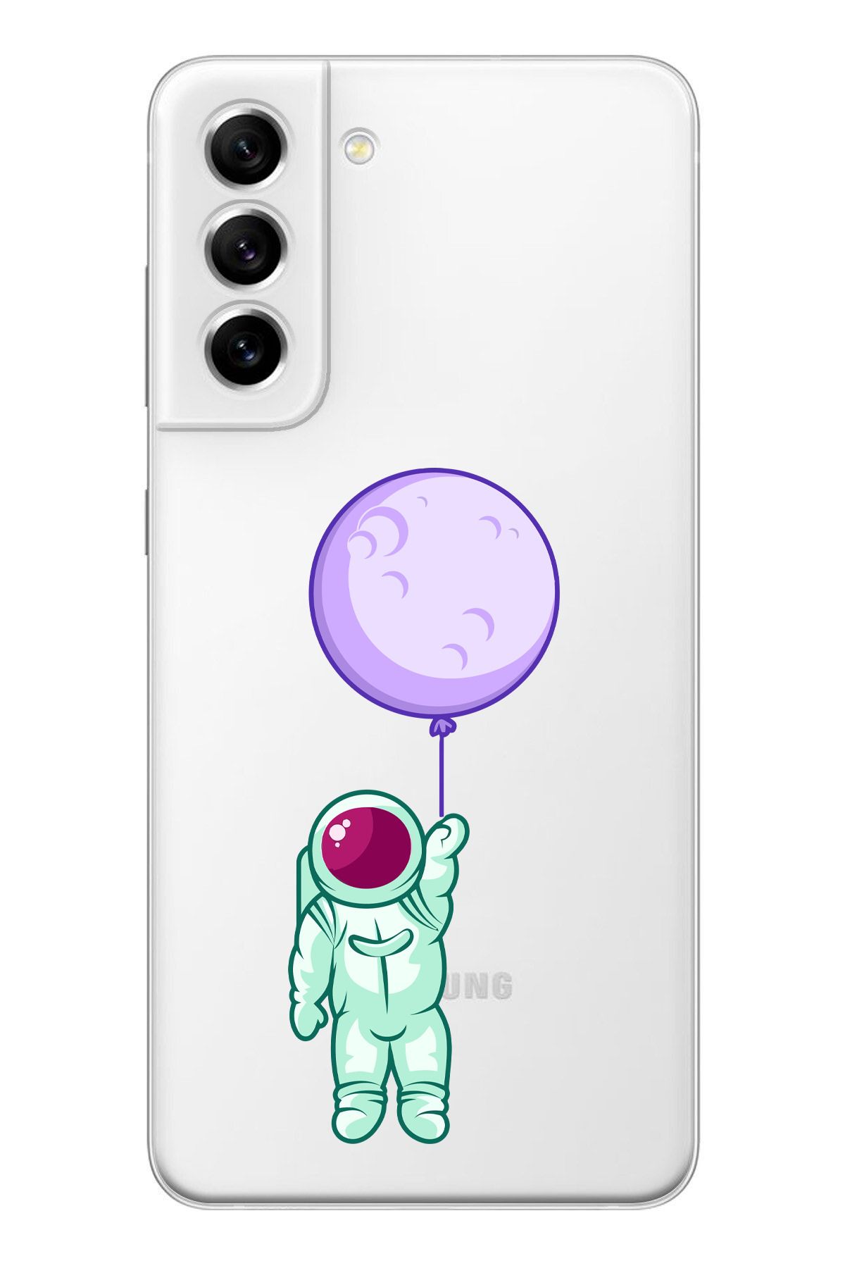 moonset Samsung Galaxy S21 Uyumlu Astronot Tasarımlı Baskılı Şeffaf Telefon Kılıfı